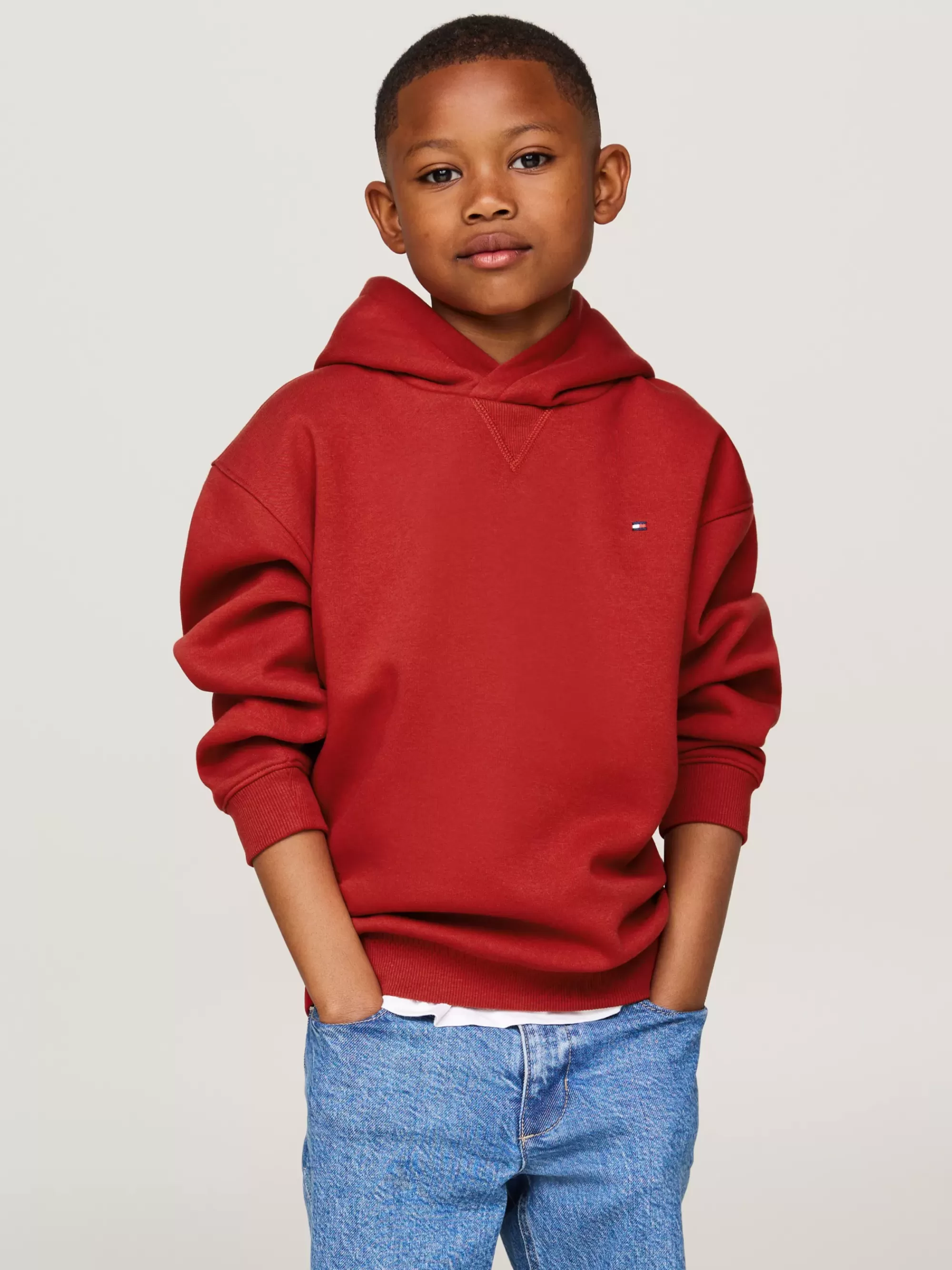 Sweatshirts & Hoodies | Sweatshirts & Hoodies*Tommy Hilfiger Essential Fleece Hoodie Met Geborduurde Vlag DARK MAGMA