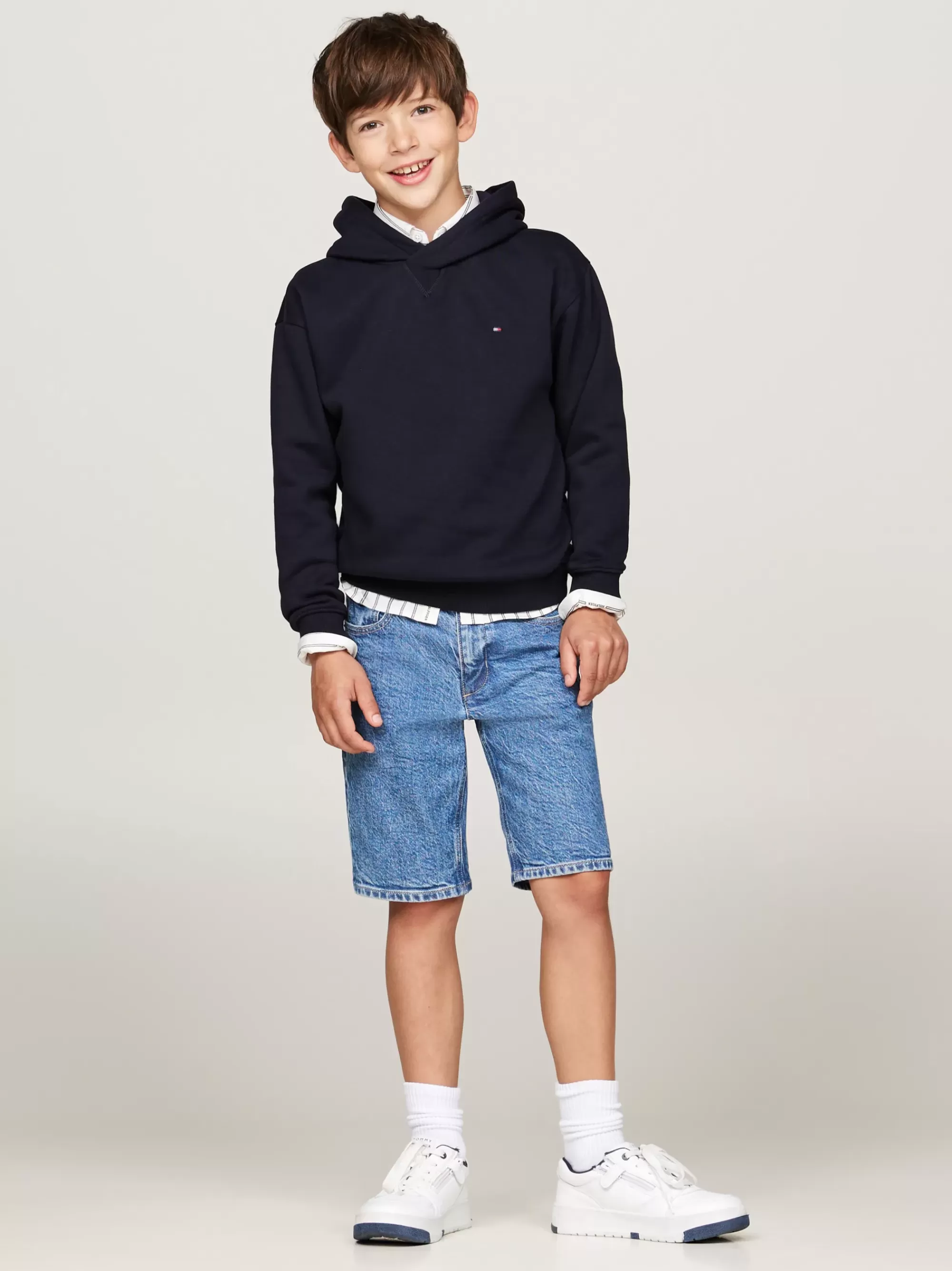 Sweatshirts & Hoodies | Sweatshirts & Hoodies*Tommy Hilfiger Essential Fleece Hoodie Met Geborduurde Vlag DESERT SKY