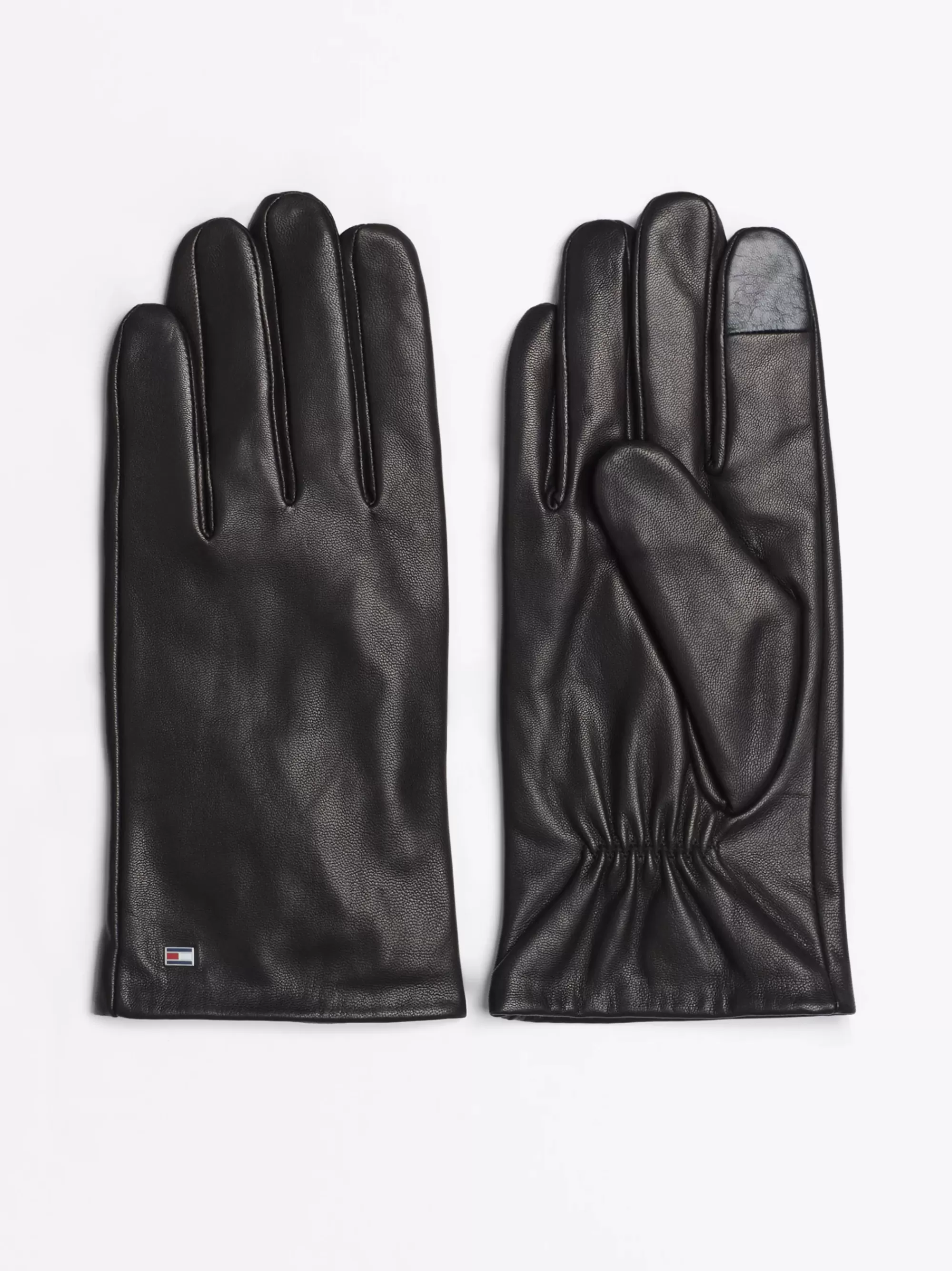 Mutsen, Handschoenen & Sjaals*Tommy Hilfiger Essential Hilfiger Flag Leren Handschoenen BLACK