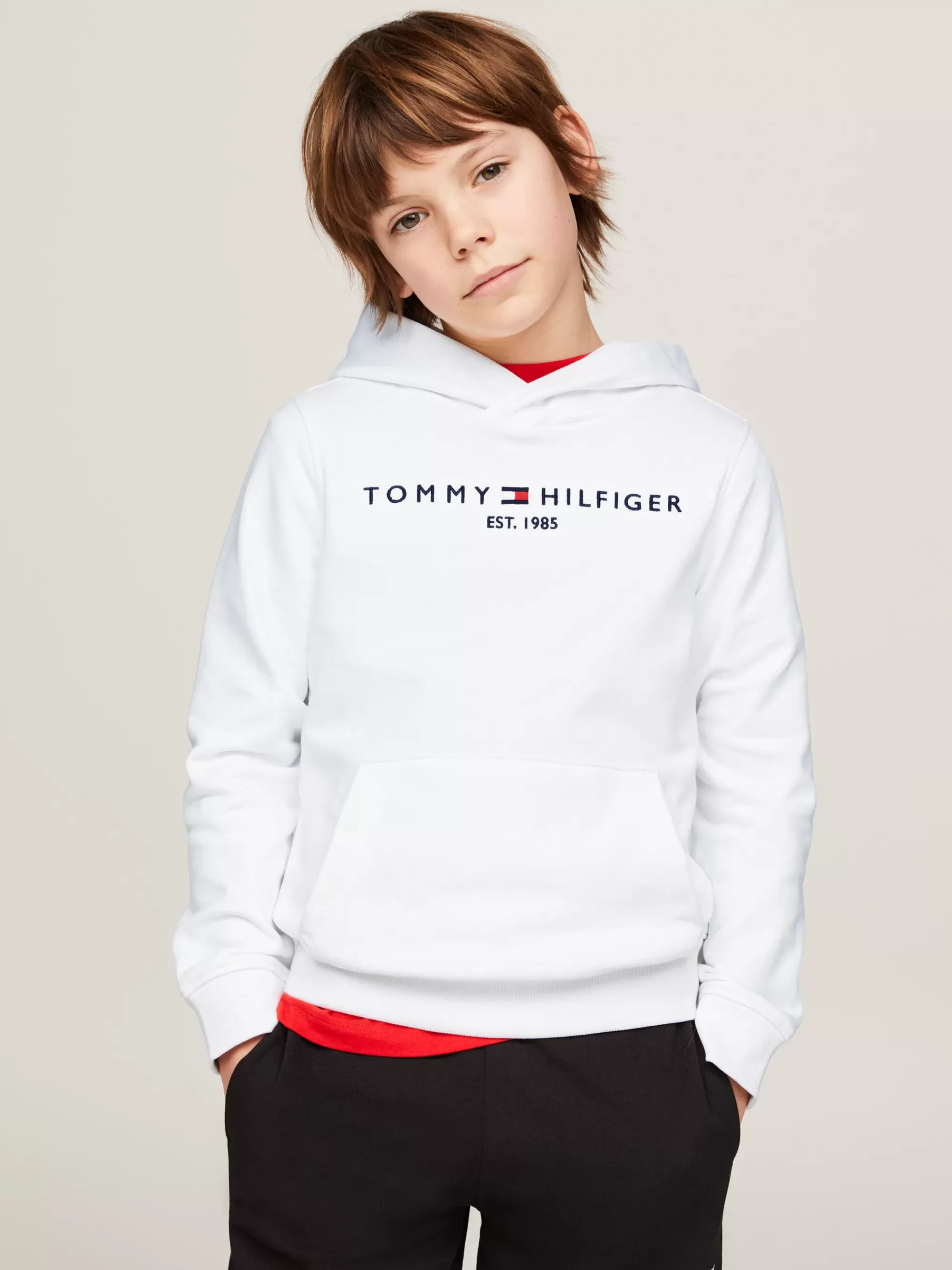 Sweatshirts & Hoodies | Sweatshirts & Hoodies*Tommy Hilfiger Essential Hoodie Met Geborduurd Logo WHITE
