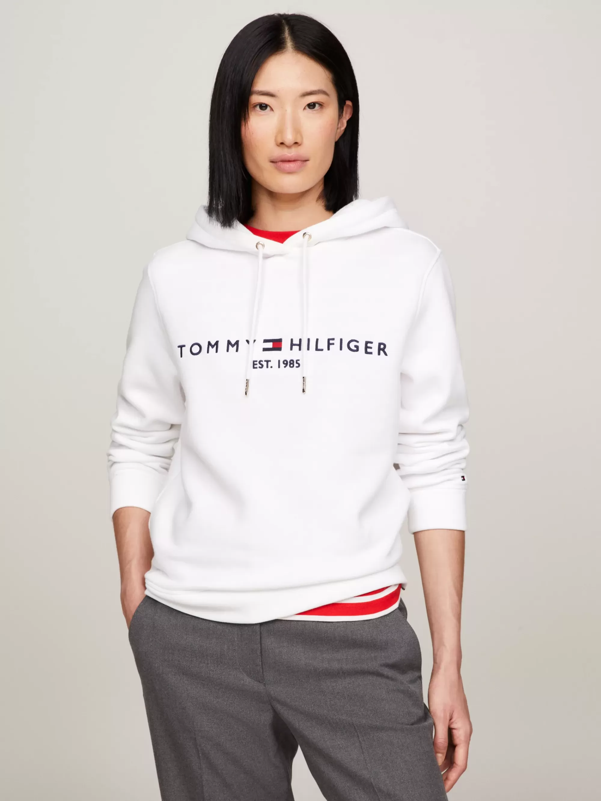 Sweatshirts & Hoodies*Tommy Hilfiger Essential Hoodie Met Logo WHITE