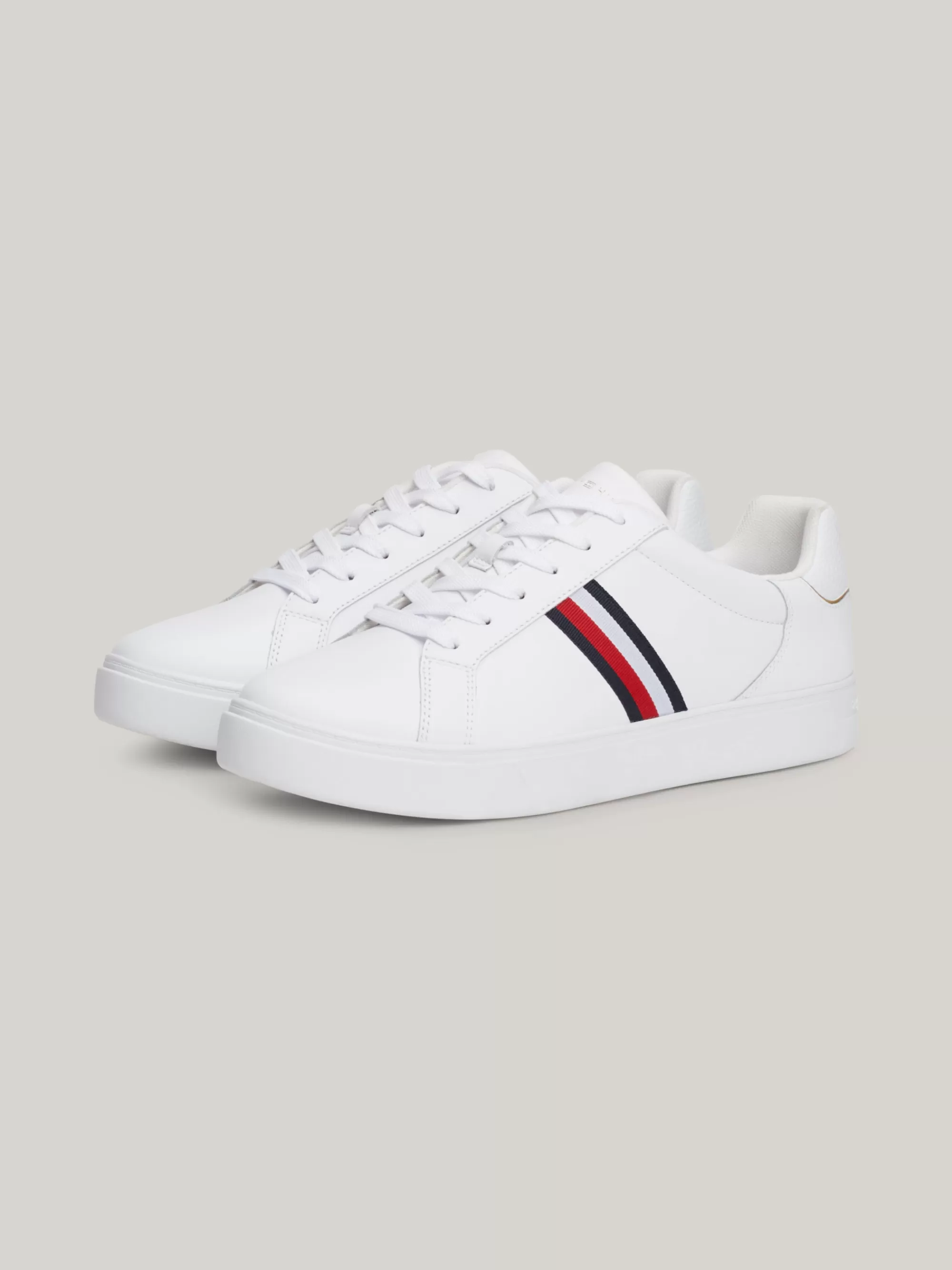 Sneakers*Tommy Hilfiger Essential Leren Court Sneaker Met Tape WHITE