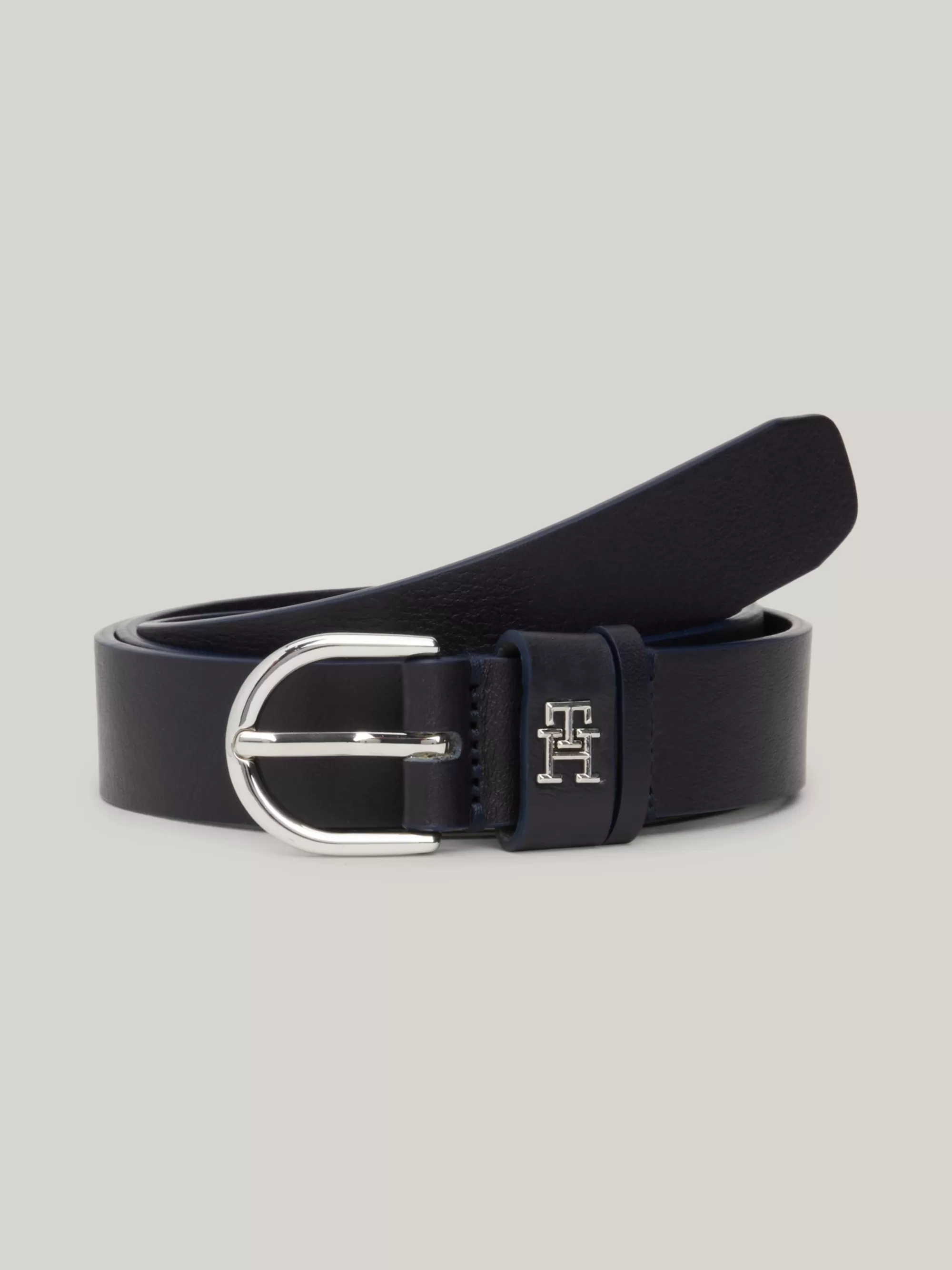 Riemen*Tommy Hilfiger Essential Leren Riem Met Afgeronde Gesp SPACE BLUE