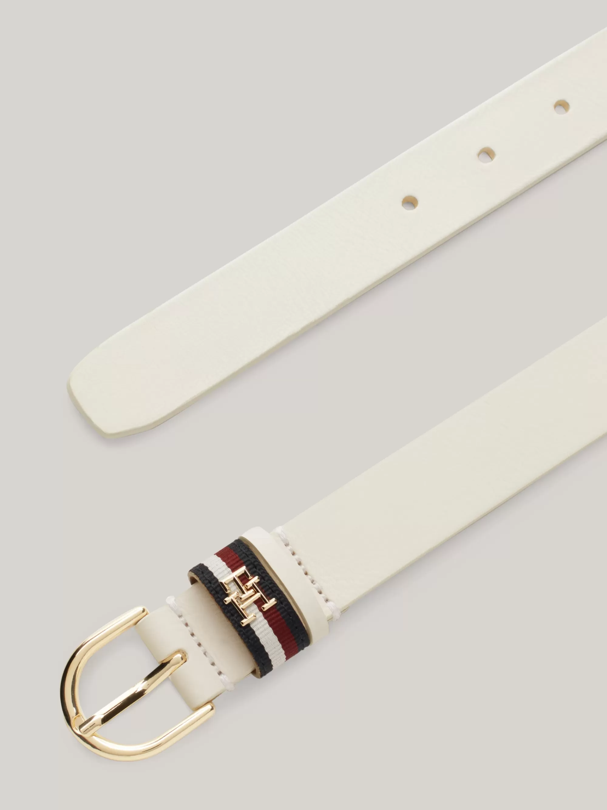 Riemen*Tommy Hilfiger Essential Leren Riem Met Afgeronde Gesp ANCIENT WHITE