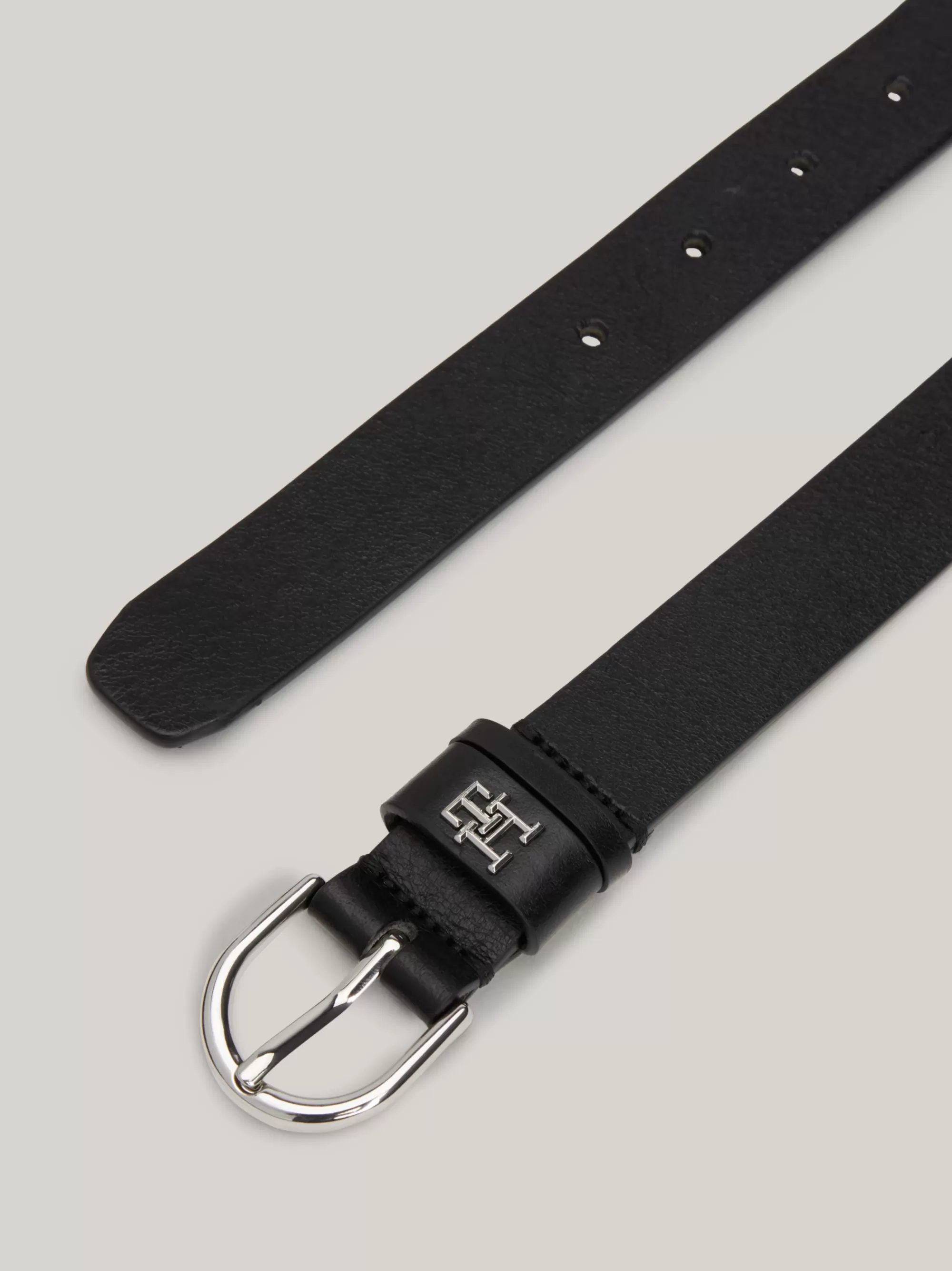 Riemen*Tommy Hilfiger Essential Leren Riem Met Afgeronde Gesp BLACK