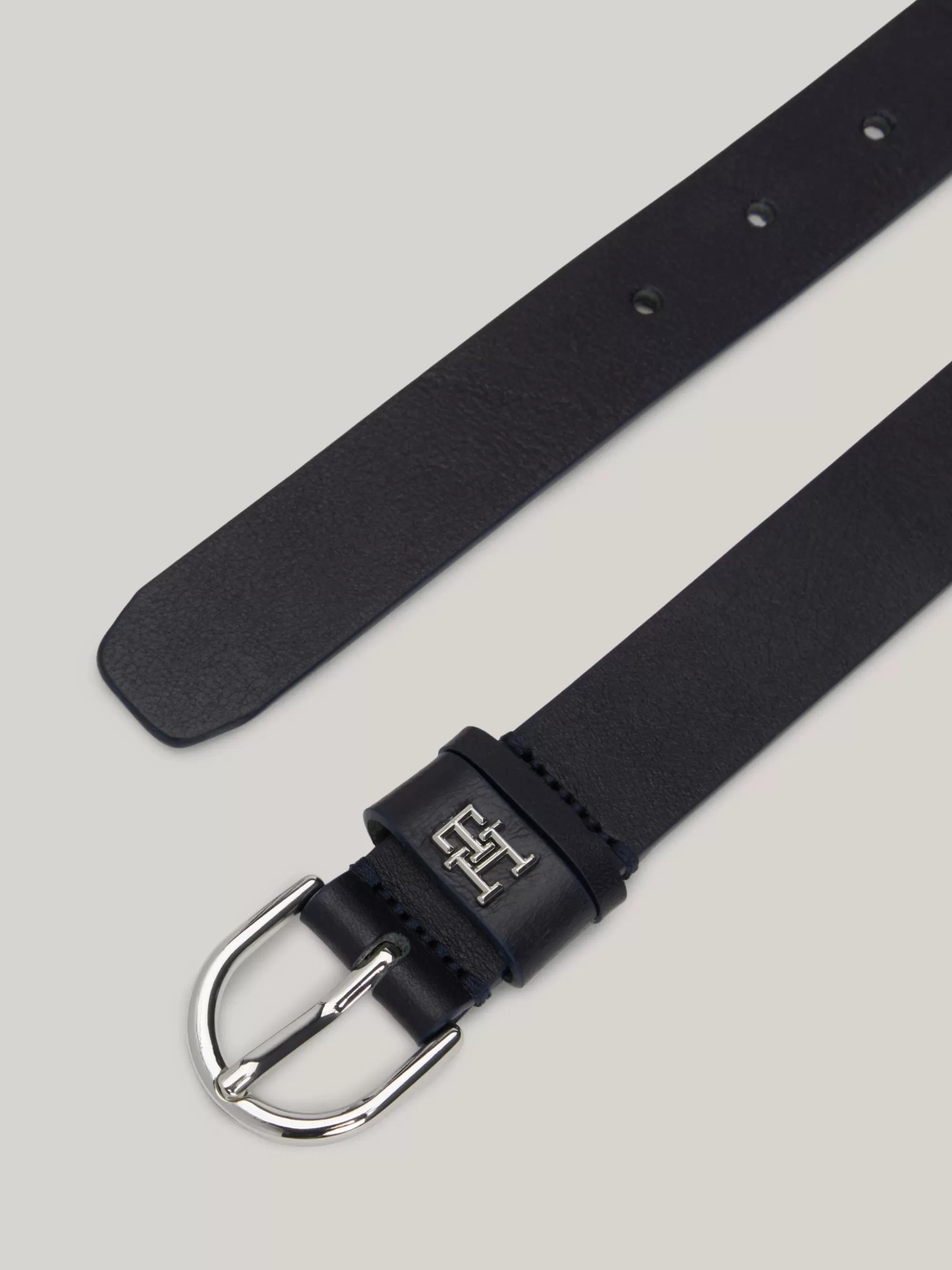 Riemen*Tommy Hilfiger Essential Leren Riem Met Afgeronde Gesp SPACE BLUE