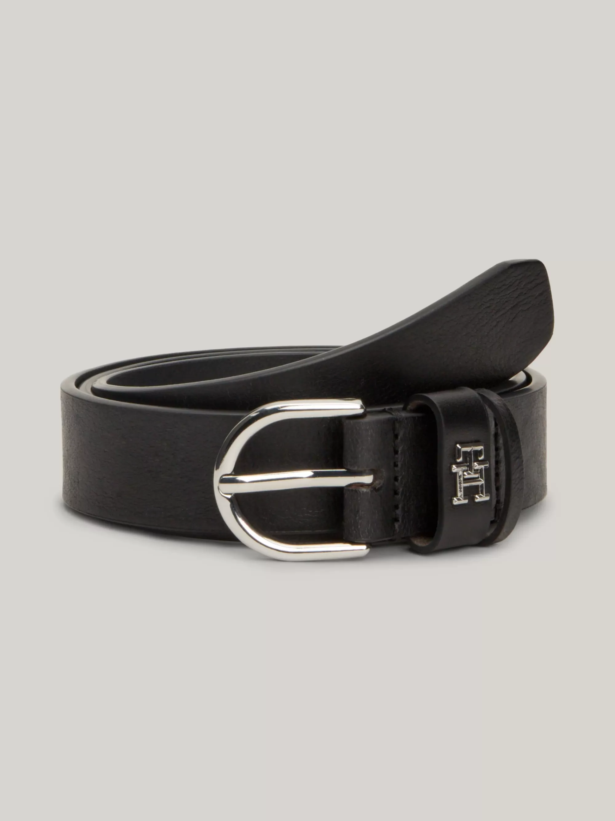 Riemen*Tommy Hilfiger Essential Leren Riem Met TH-monogram BLACK