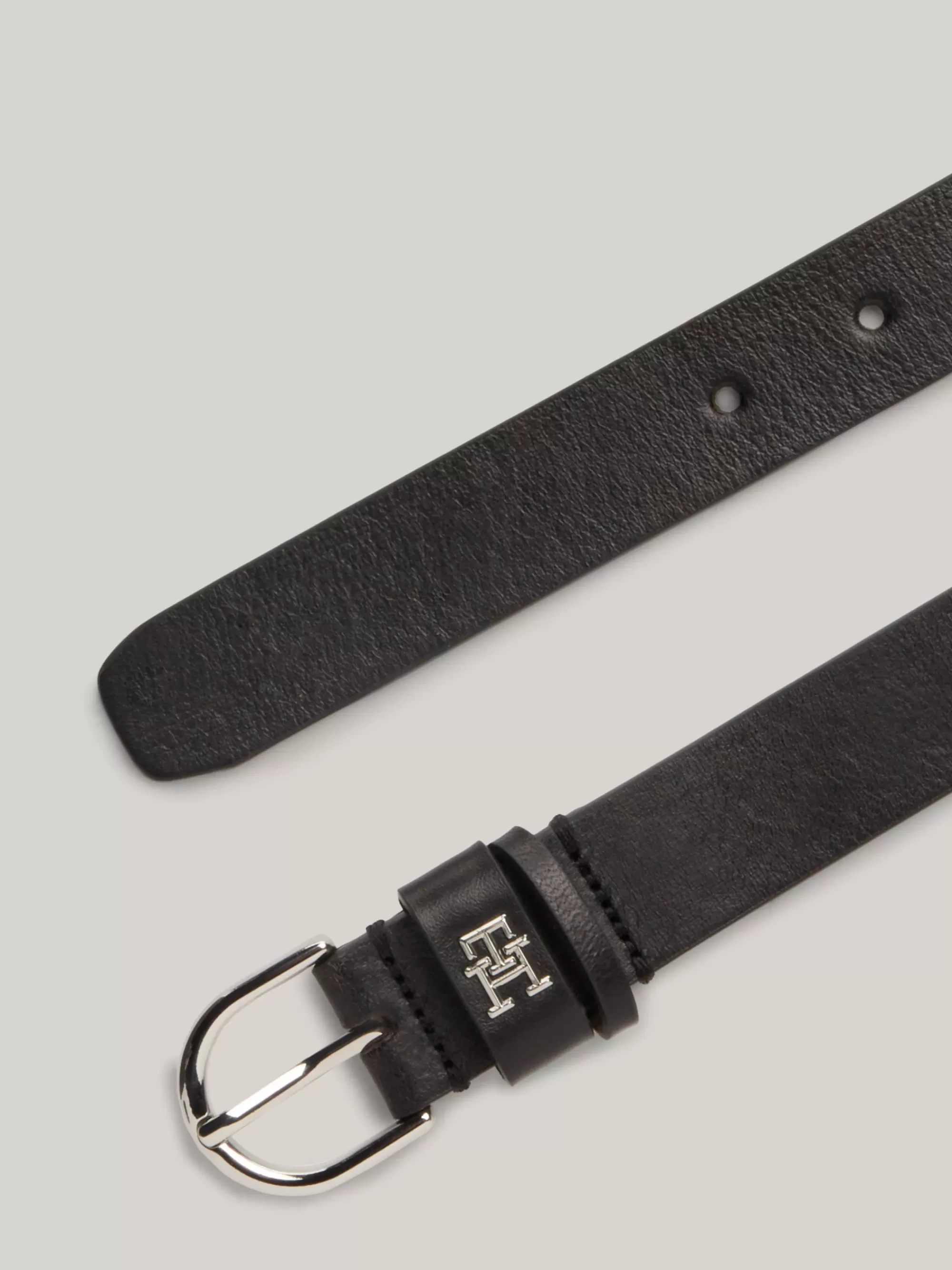 Riemen*Tommy Hilfiger Essential Leren Riem Met TH-monogram BLACK