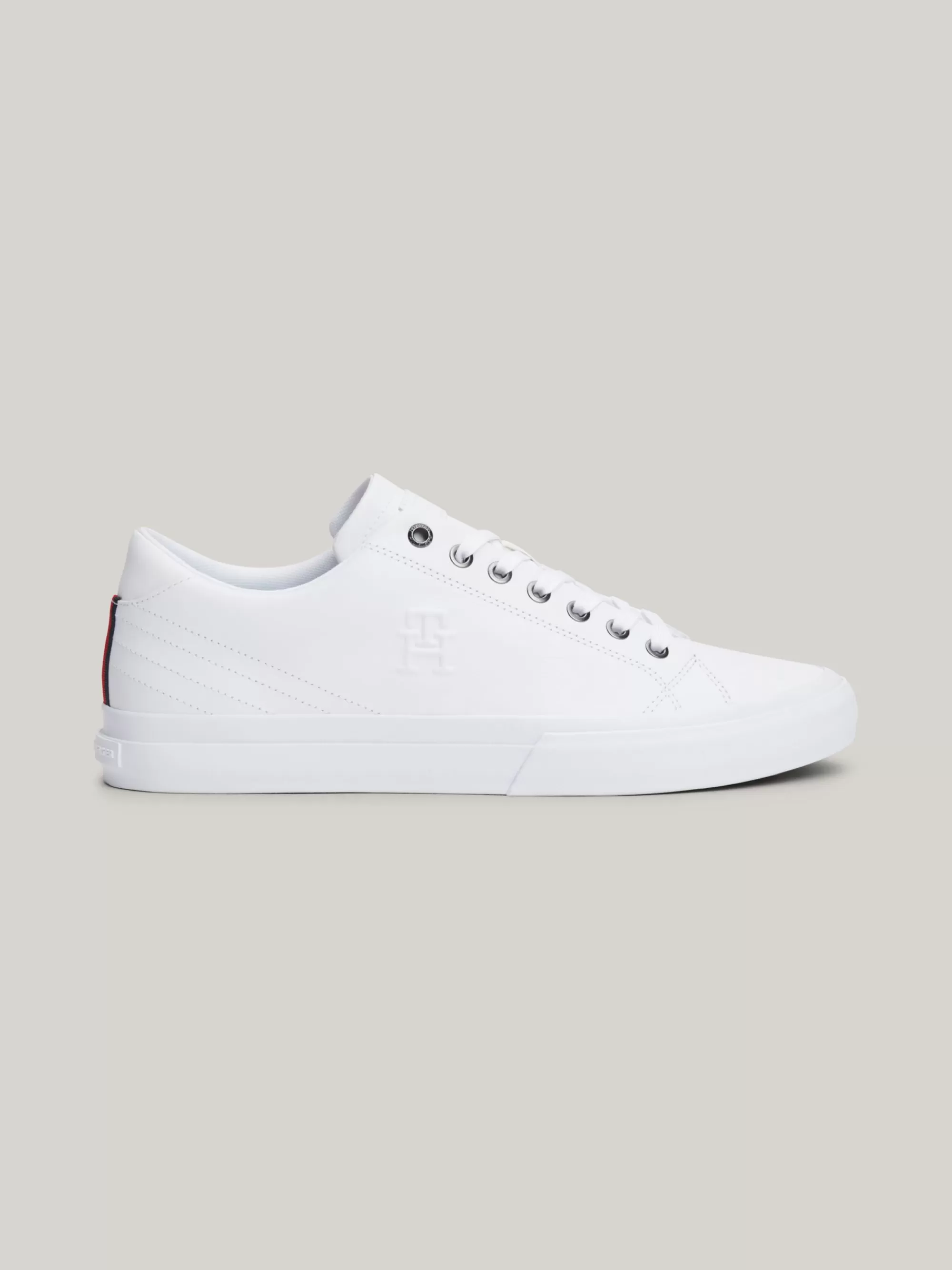 White Trainers | Sneakers*Tommy Hilfiger Essential Leren Sneaker Met Reliëf-monogram WHITE