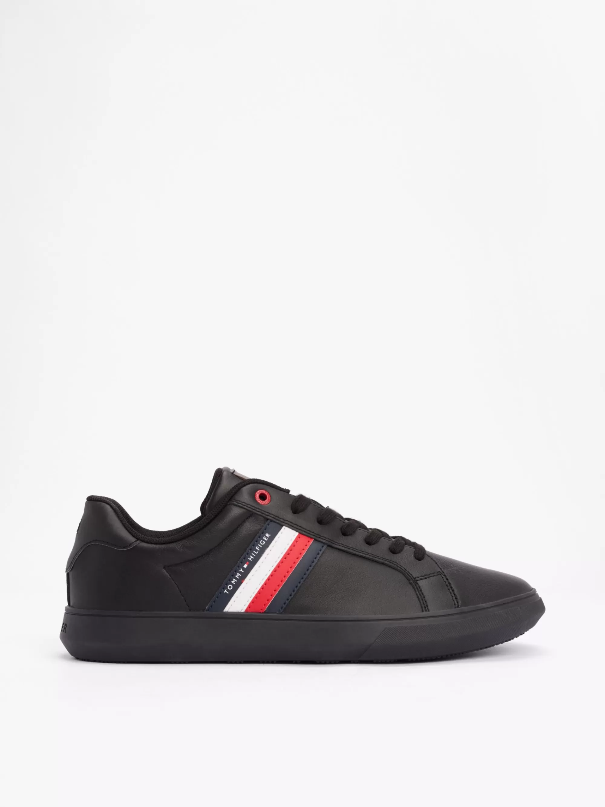 Sneakers*Tommy Hilfiger Essential Leren Sneakers Met Cupsole TRIPLE BLACK