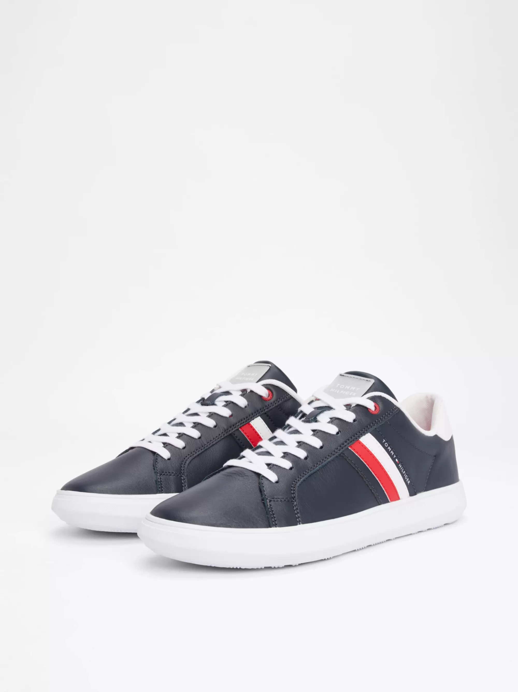 Sneakers*Tommy Hilfiger Essential Leren Sneakers Met Cupsole DESERT SKY