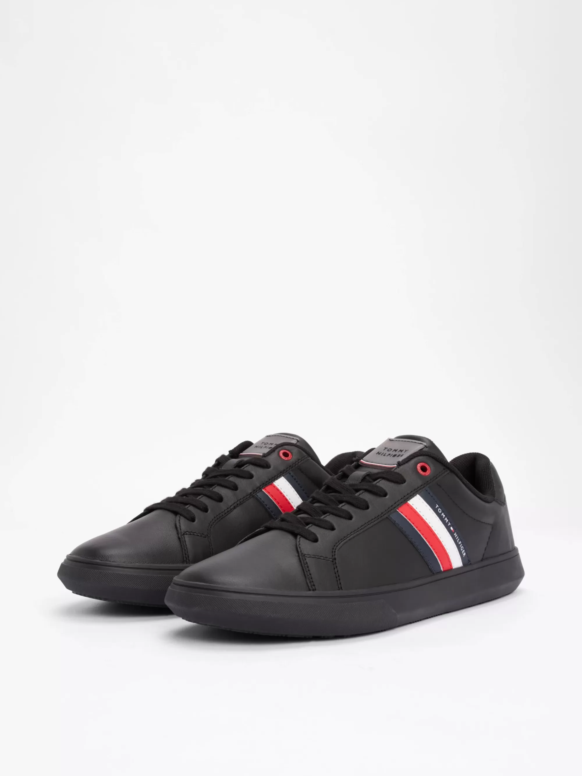 Sneakers*Tommy Hilfiger Essential Leren Sneakers Met Cupsole TRIPLE BLACK