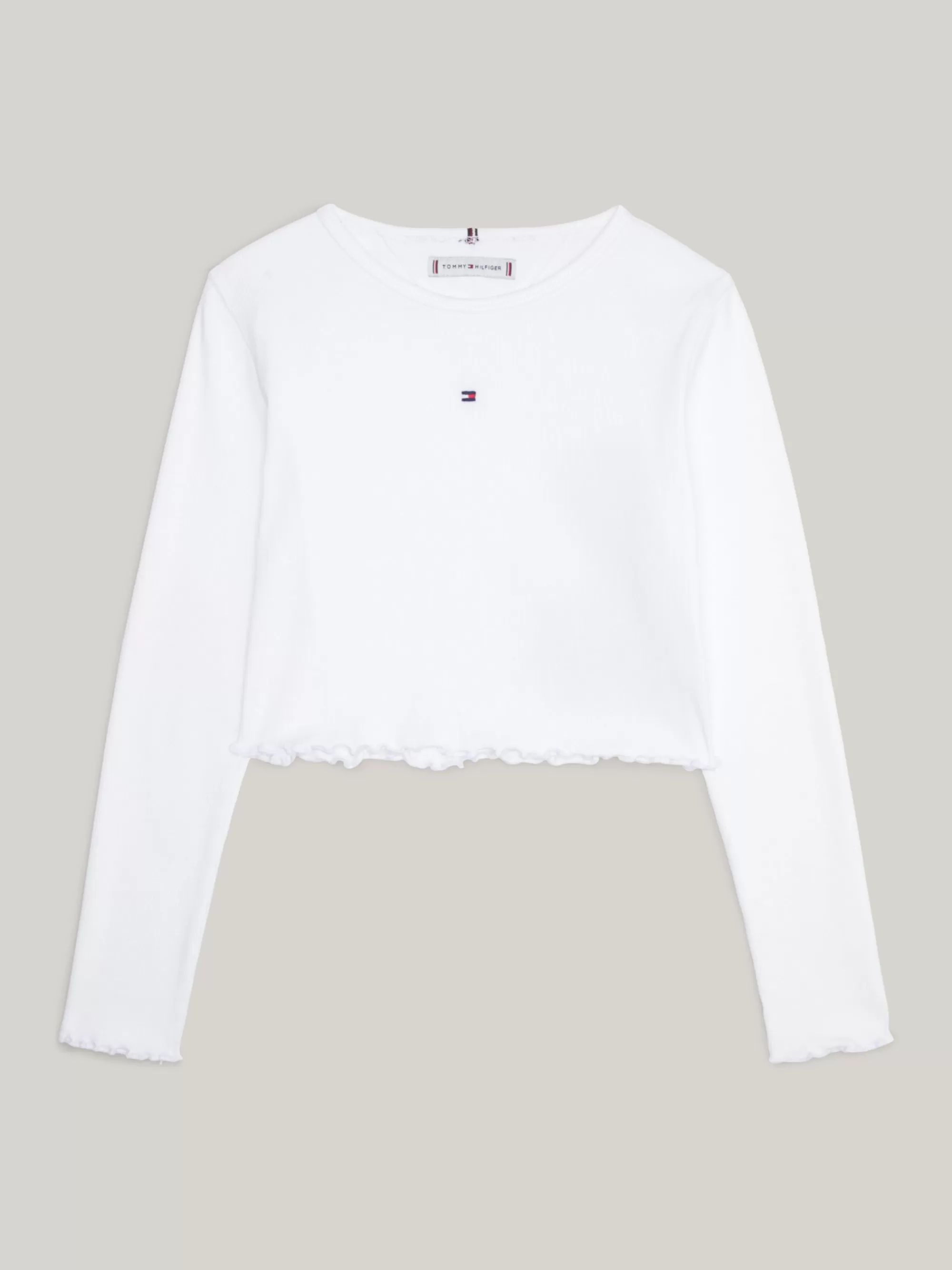 Tops & T-Shirts*Tommy Hilfiger Essential Longsleeve Met Ruches WHITE