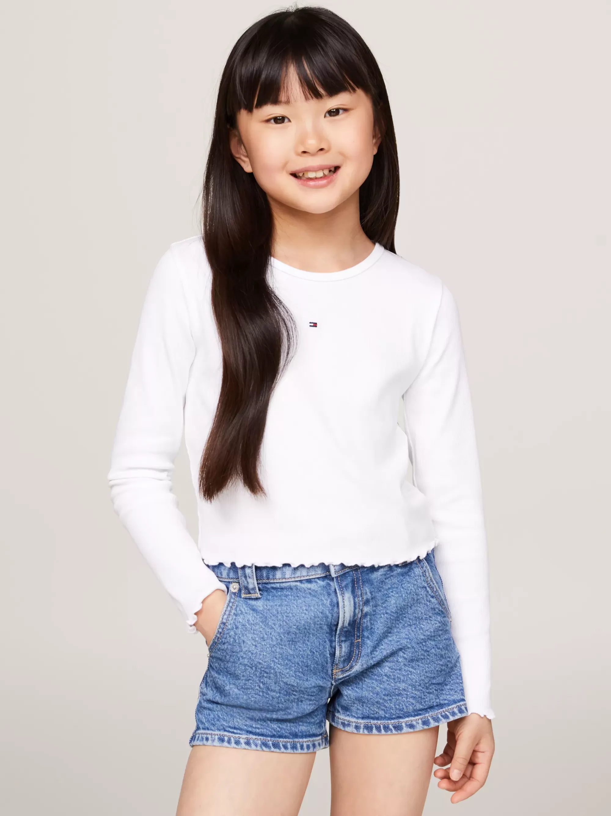Tops & T-Shirts*Tommy Hilfiger Essential Longsleeve Met Ruches WHITE