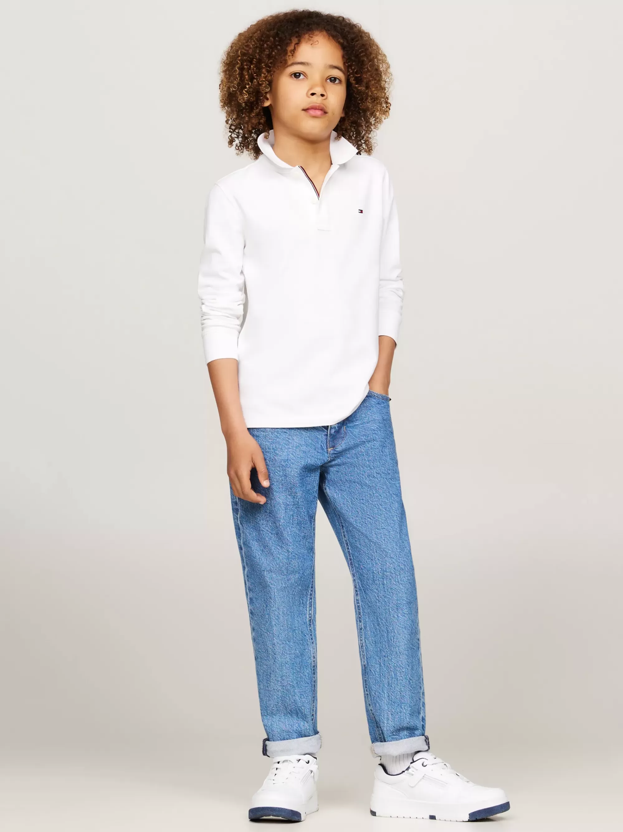T-Shirts & Polo's*Tommy Hilfiger Essential Regular Fit Longsleeve Polo WHITE