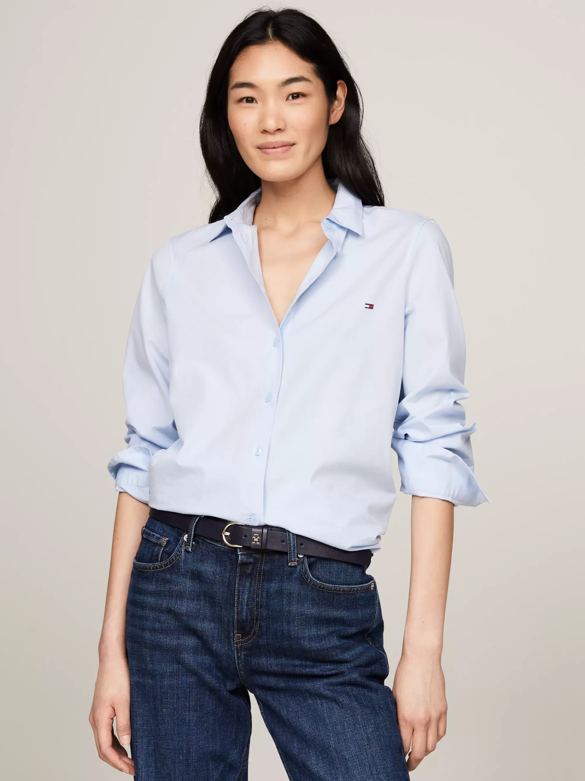 Blouses & Overhemden*Tommy Hilfiger Essential Regular Fit Poplin Blouse BREEZY BLUE