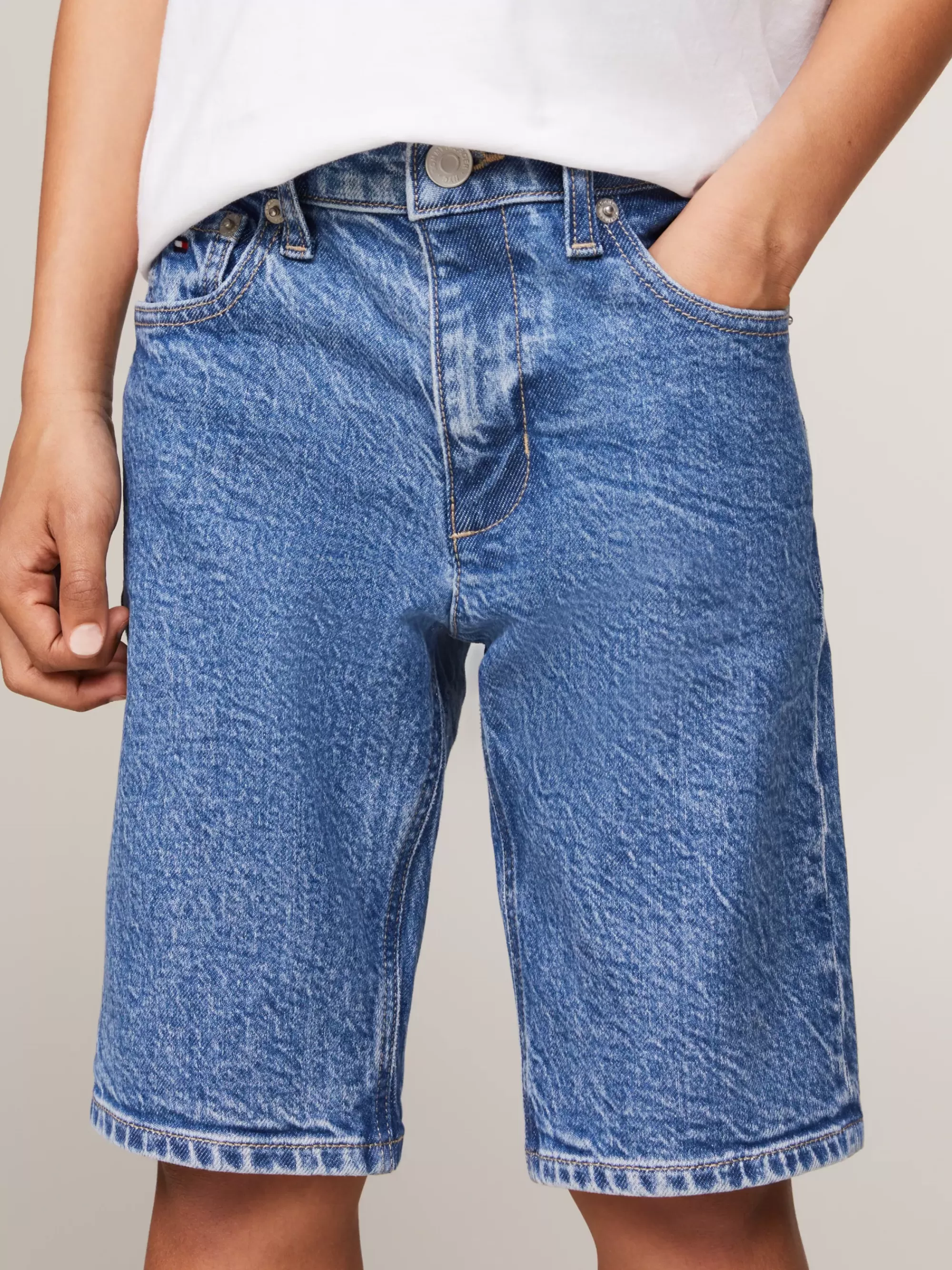 Broeken & Korte Broeken*Tommy Hilfiger Essential Relaxed Fit Denim Skate Short MIDSALTPEPPER