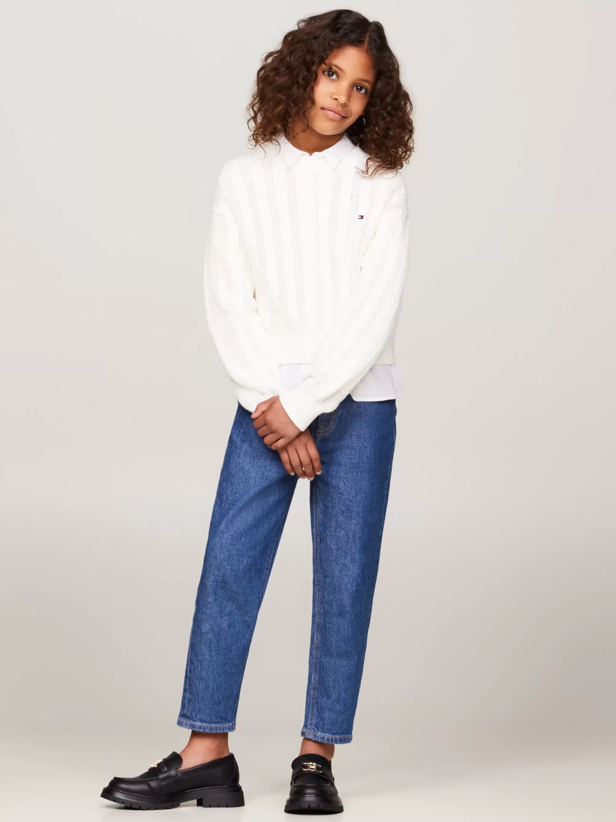 Truien & Vesten*Tommy Hilfiger Essential Relaxed Fit Kabeltrui ANCIENT WHITE