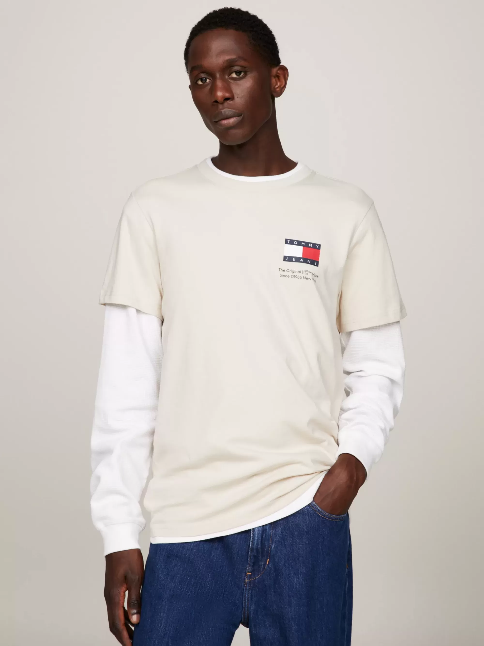 Plus Size Kleding & Inclusieve Maten | T-Shirts*Tommy Hilfiger Essential Slim Fit T-shirt Met Logo NEWSPRINT