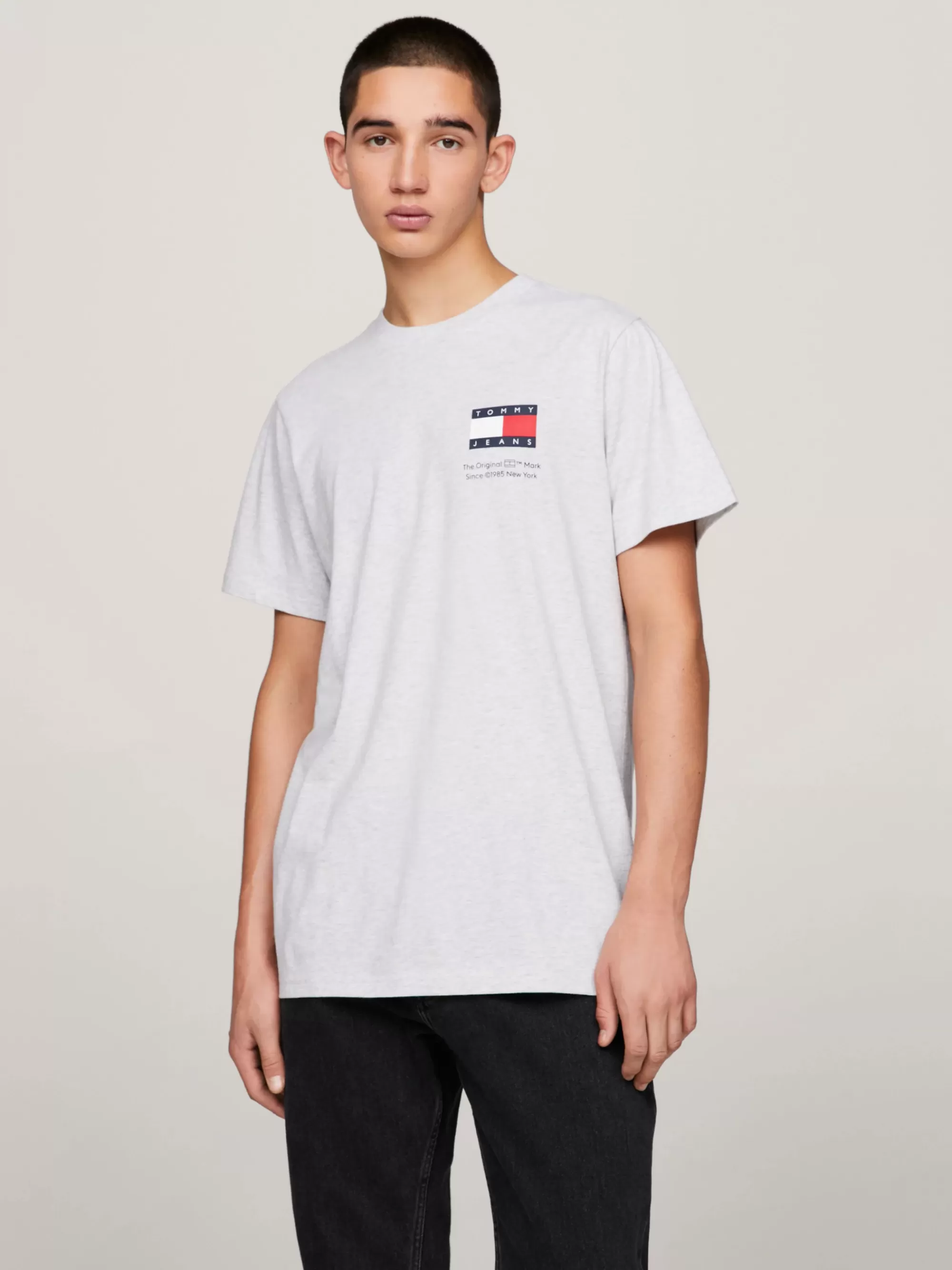 Plus Size Kleding & Inclusieve Maten | T-Shirts*Tommy Hilfiger Essential Slim Fit T-shirt Met Logo SILVER GREY