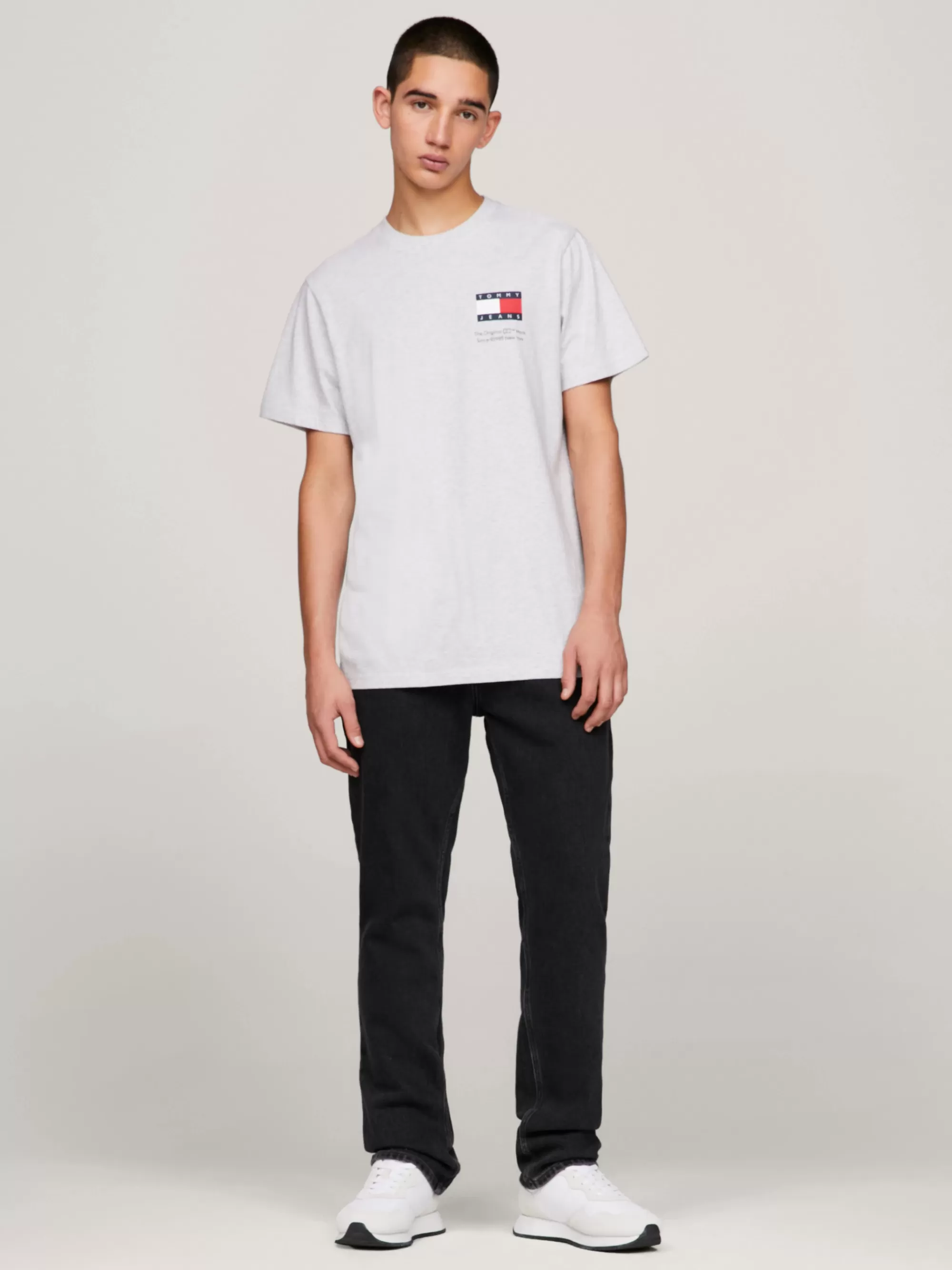 Plus Size Kleding & Inclusieve Maten | T-Shirts*Tommy Hilfiger Essential Slim Fit T-shirt Met Logo SILVER GREY