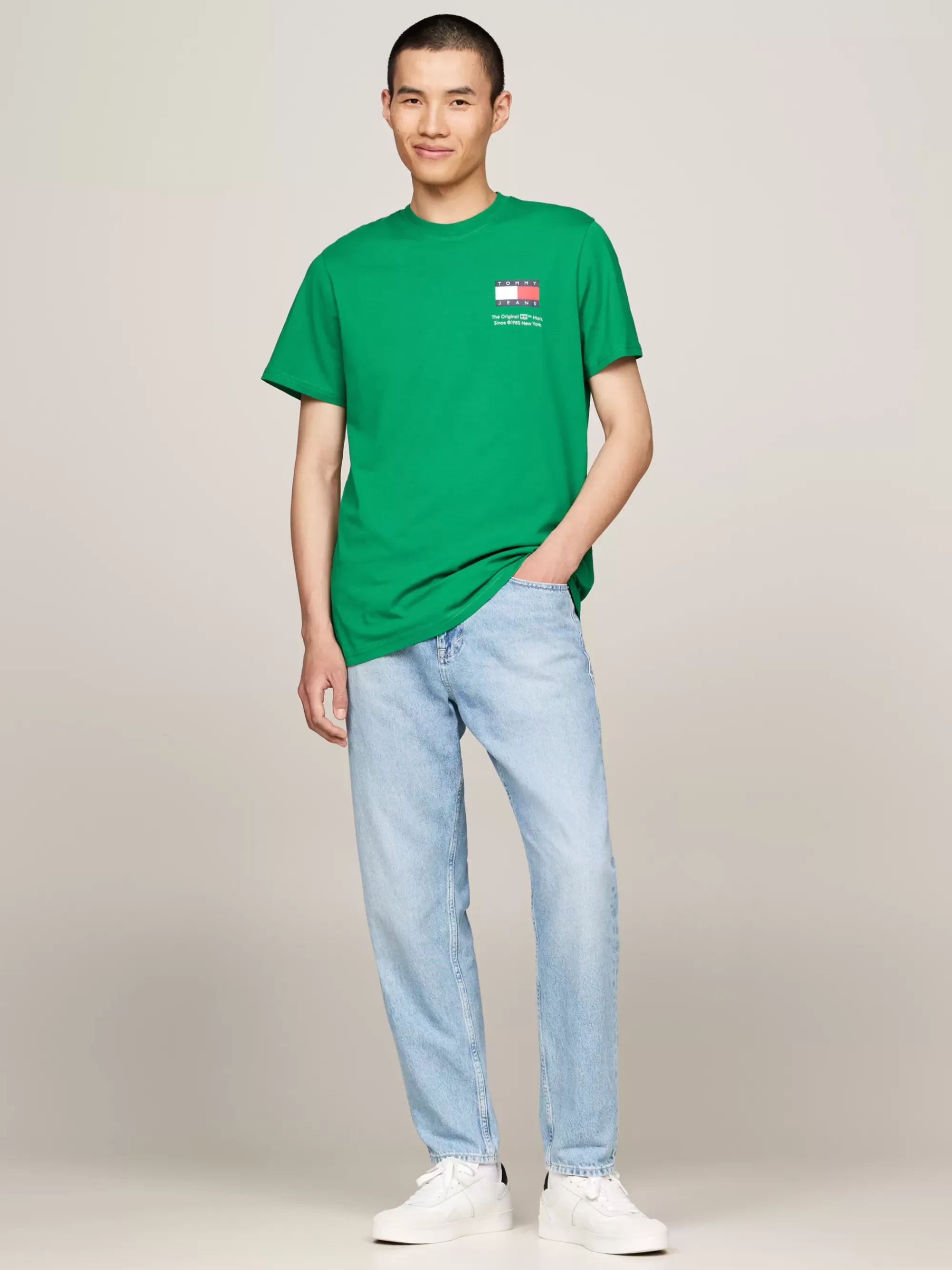 Plus Size Kleding & Inclusieve Maten | T-Shirts*Tommy Hilfiger Essential Slim Fit T-shirt Met Logo GREEN MALACHITE