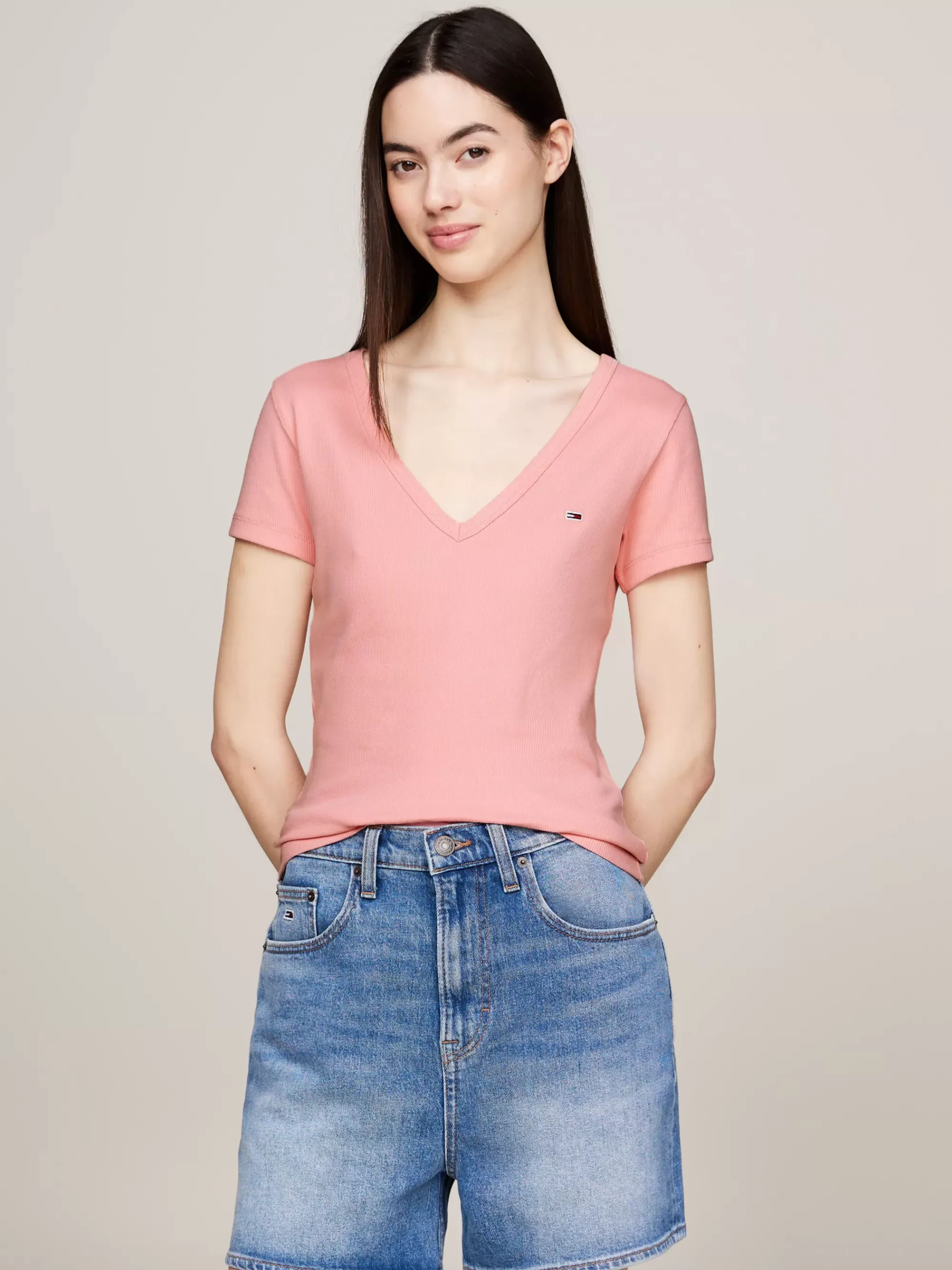 T-Shirts*Tommy Hilfiger Essential Slim Fit T-shirt Met V-hals BALLET PINK