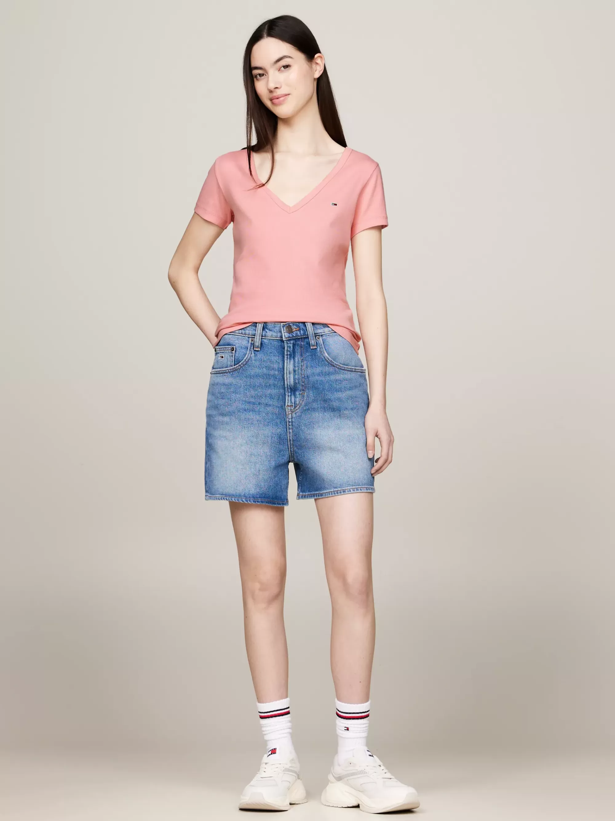 T-Shirts*Tommy Hilfiger Essential Slim Fit T-shirt Met V-hals BALLET PINK