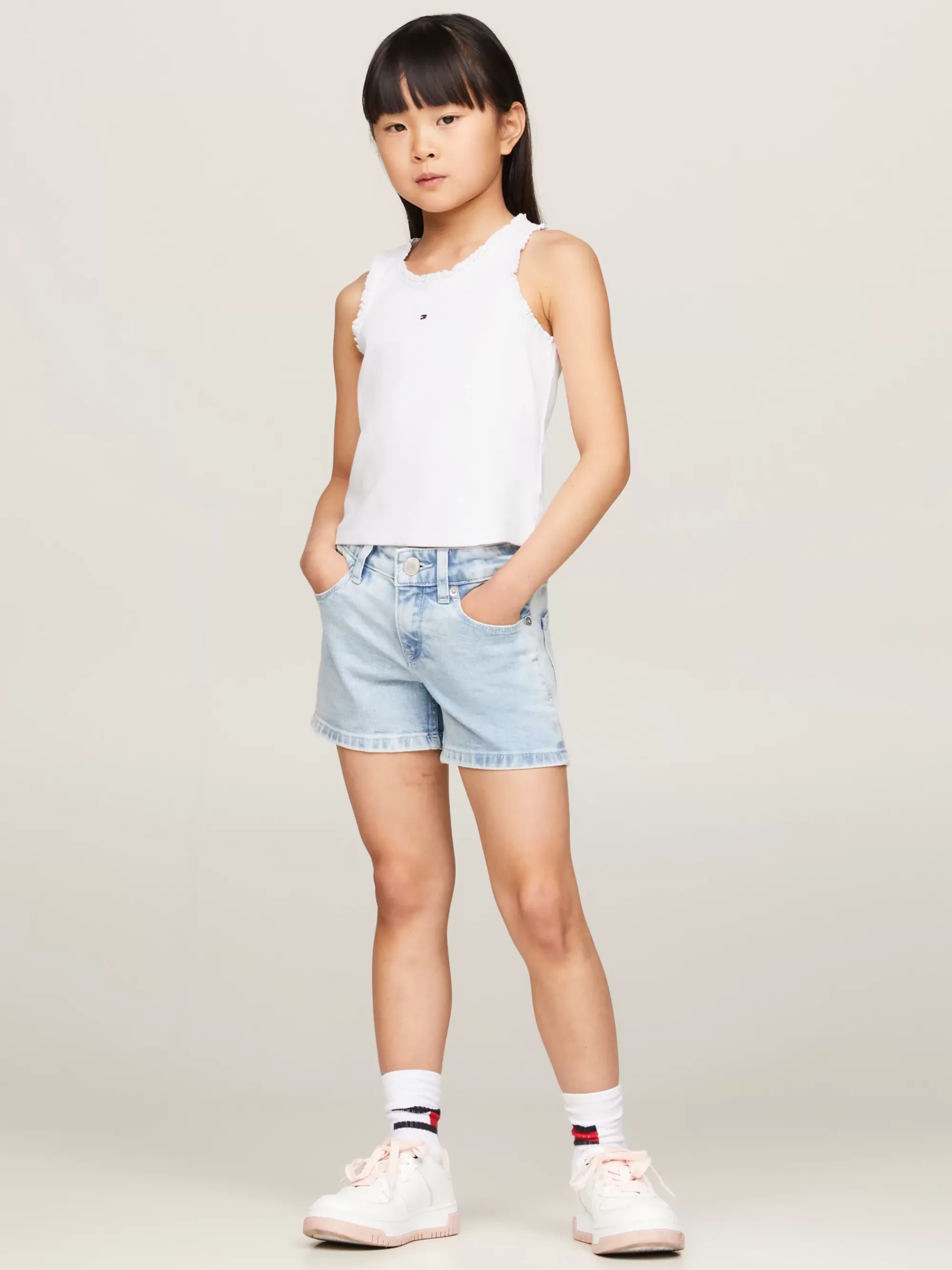 Tops & T-Shirts*Tommy Hilfiger Essential Tanktop Met Ribtextuur En Ruches WHITE