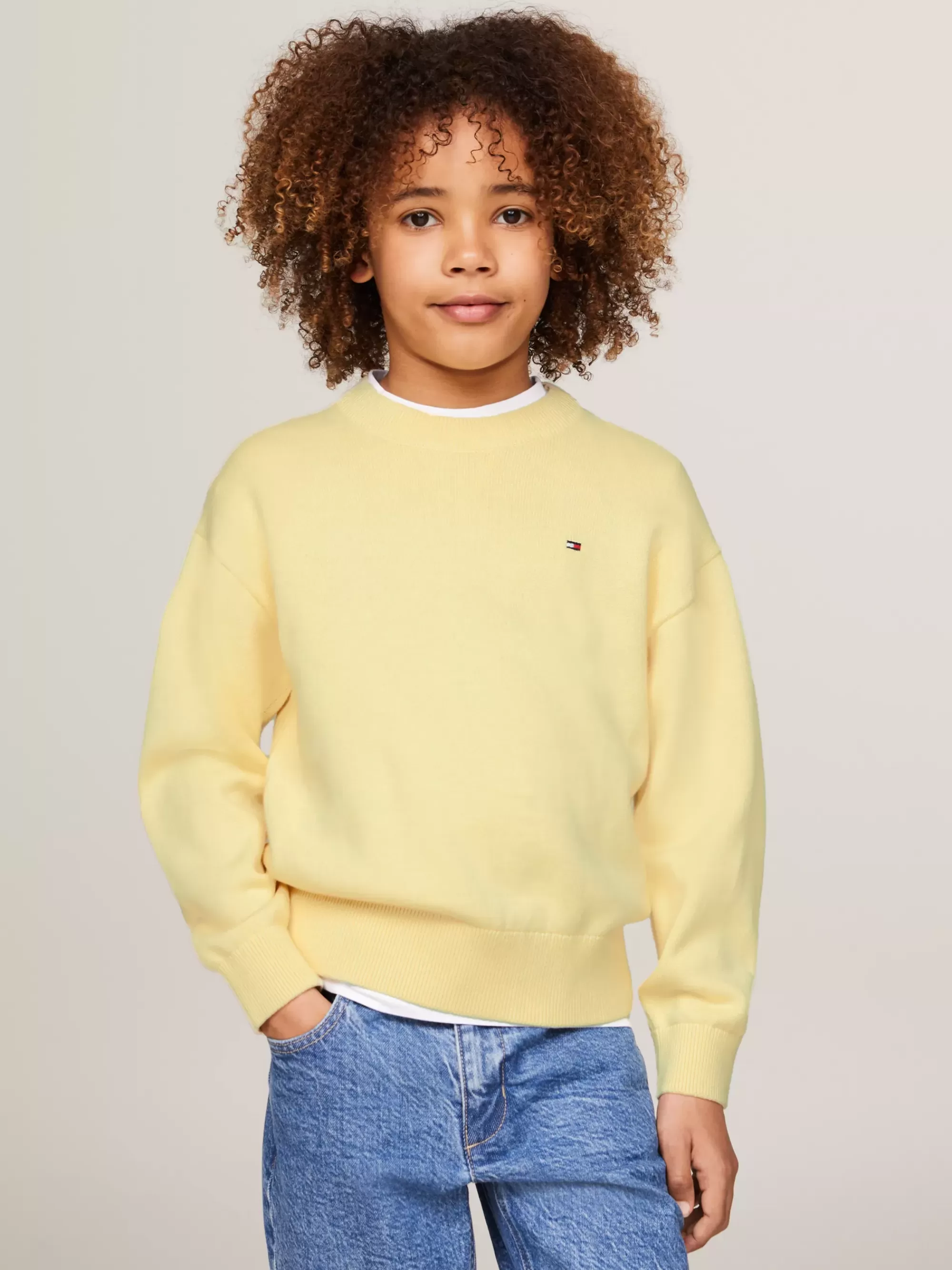 Truien & Vesten*Tommy Hilfiger Essential Trui Met Geborduurde Vlag LEMON ZEST