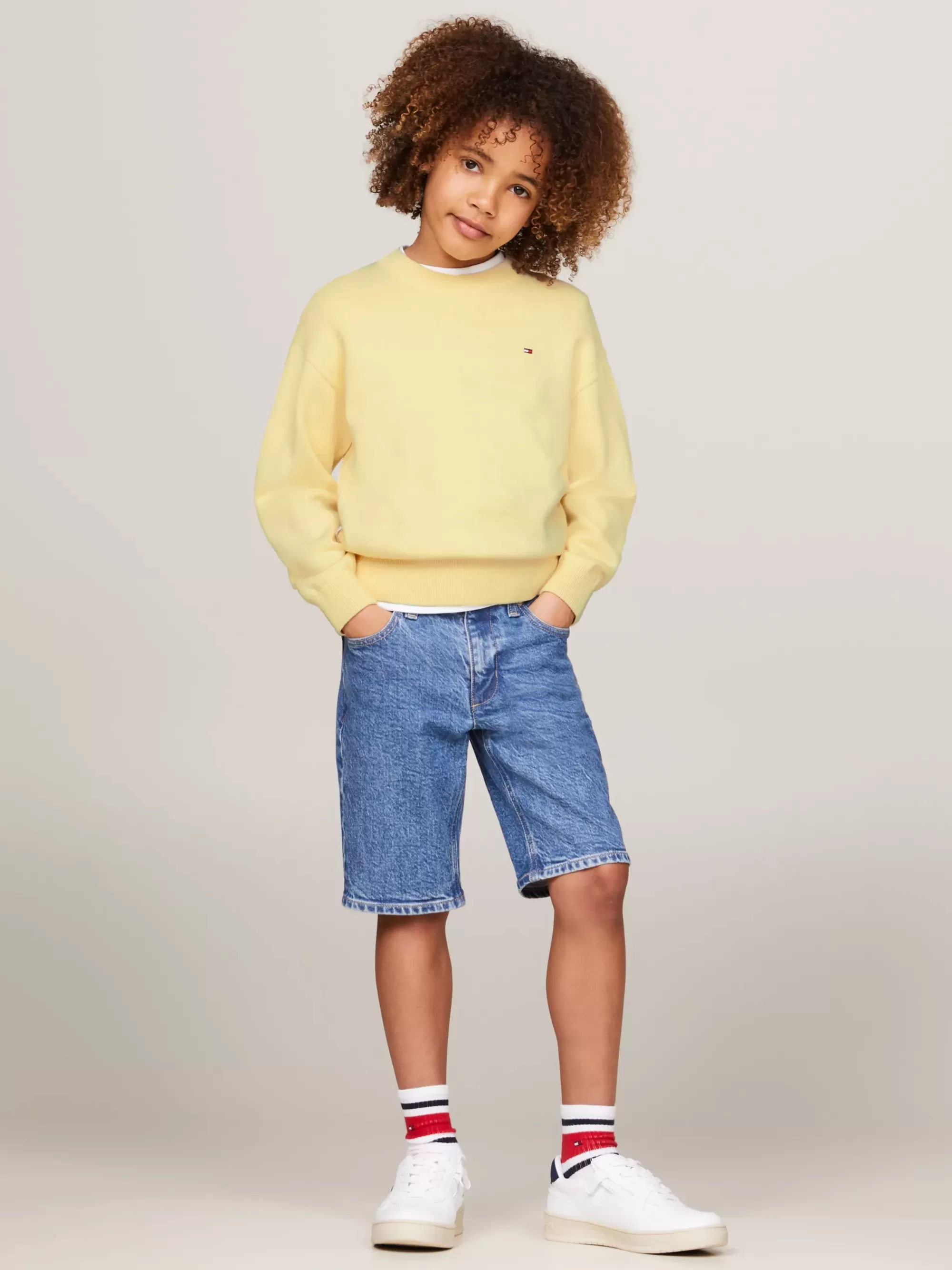 Truien & Vesten*Tommy Hilfiger Essential Trui Met Geborduurde Vlag LEMON ZEST