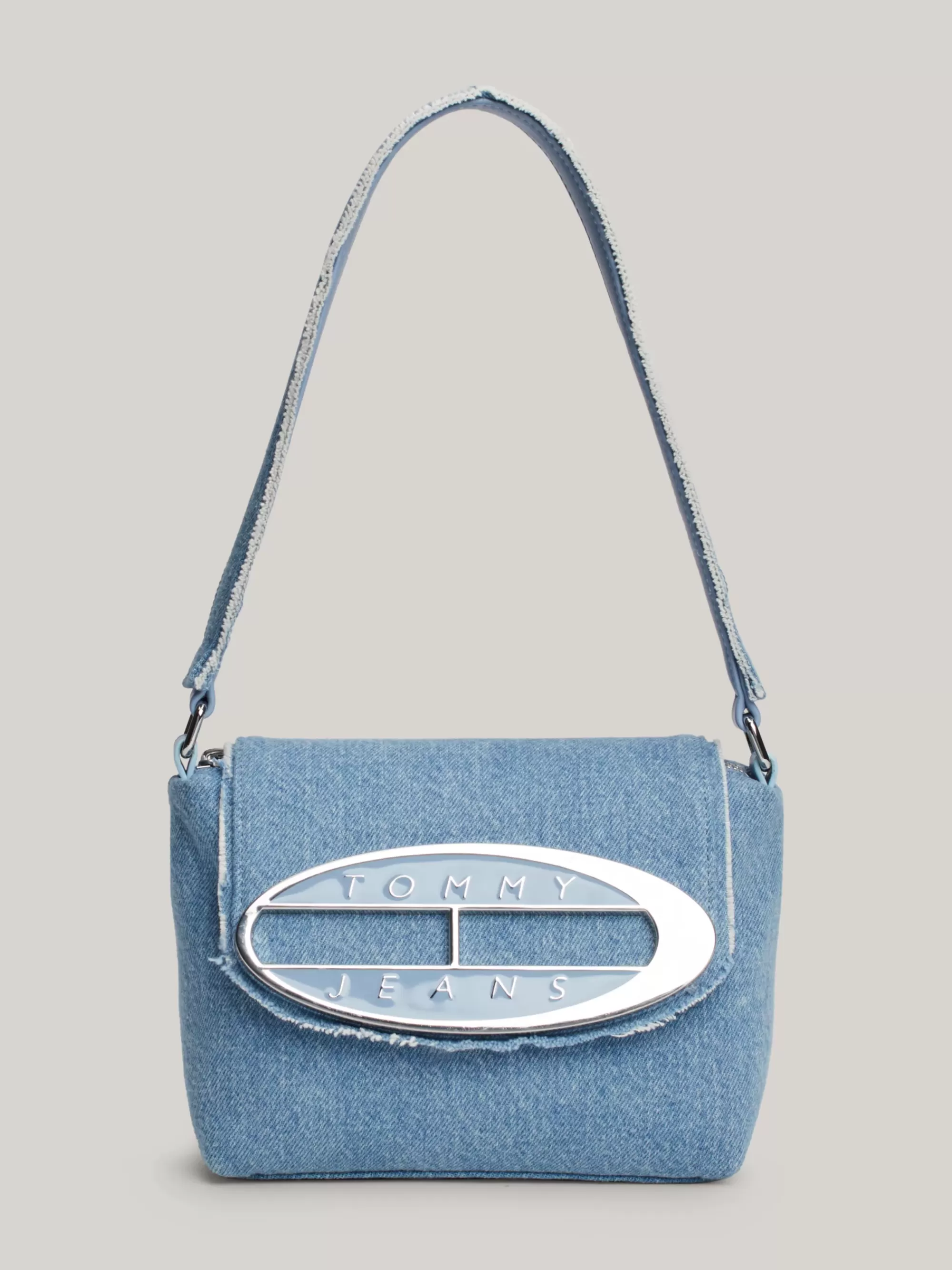 Schoudertassen*Tommy Hilfiger Exclusive Denim Schoudertas Met Origin-logo LIGHT BLUE DENIM