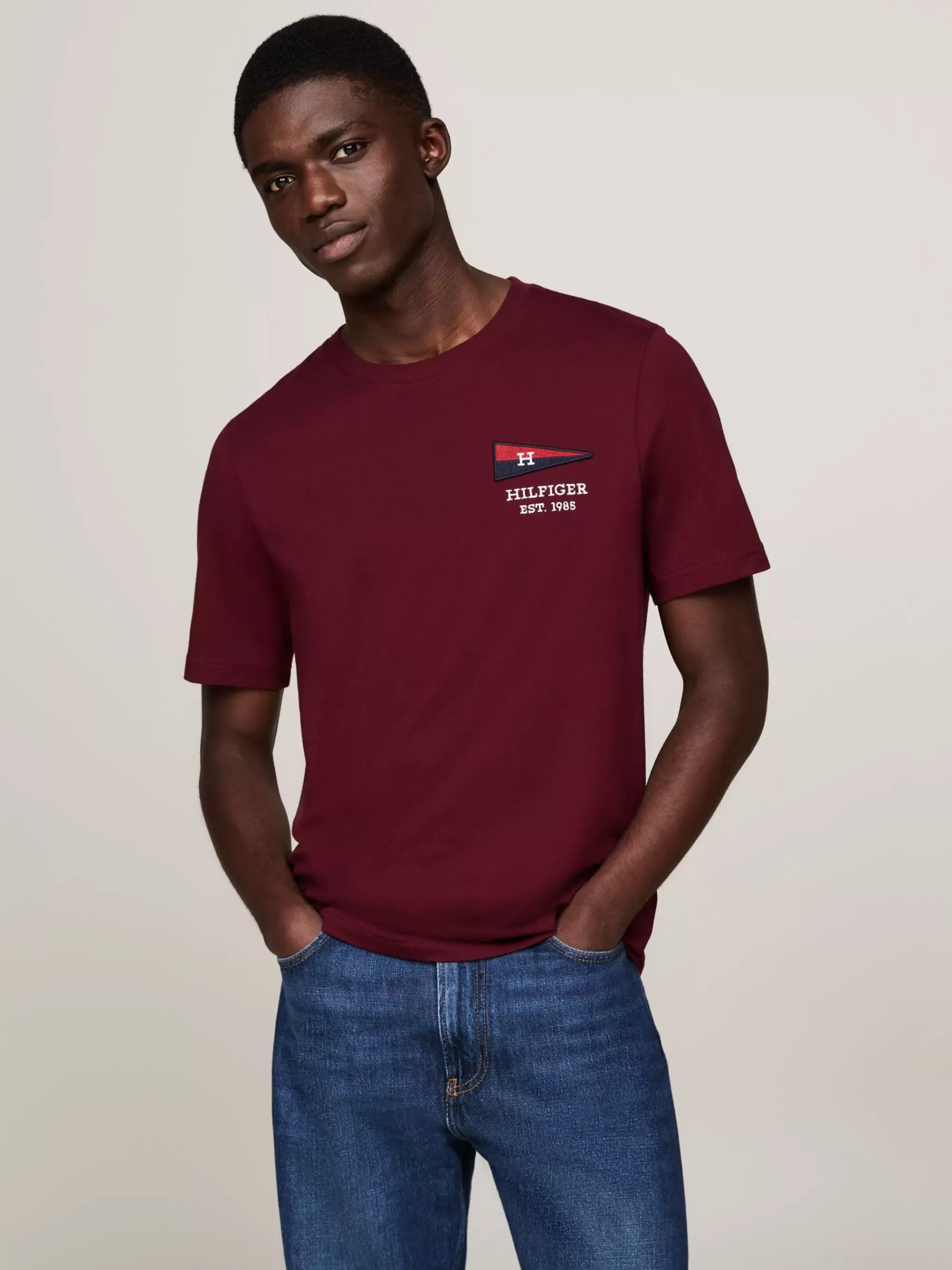 T-Shirts*Tommy Hilfiger Exclusive Hilfiger Flag T-shirt DEEP ROUGE