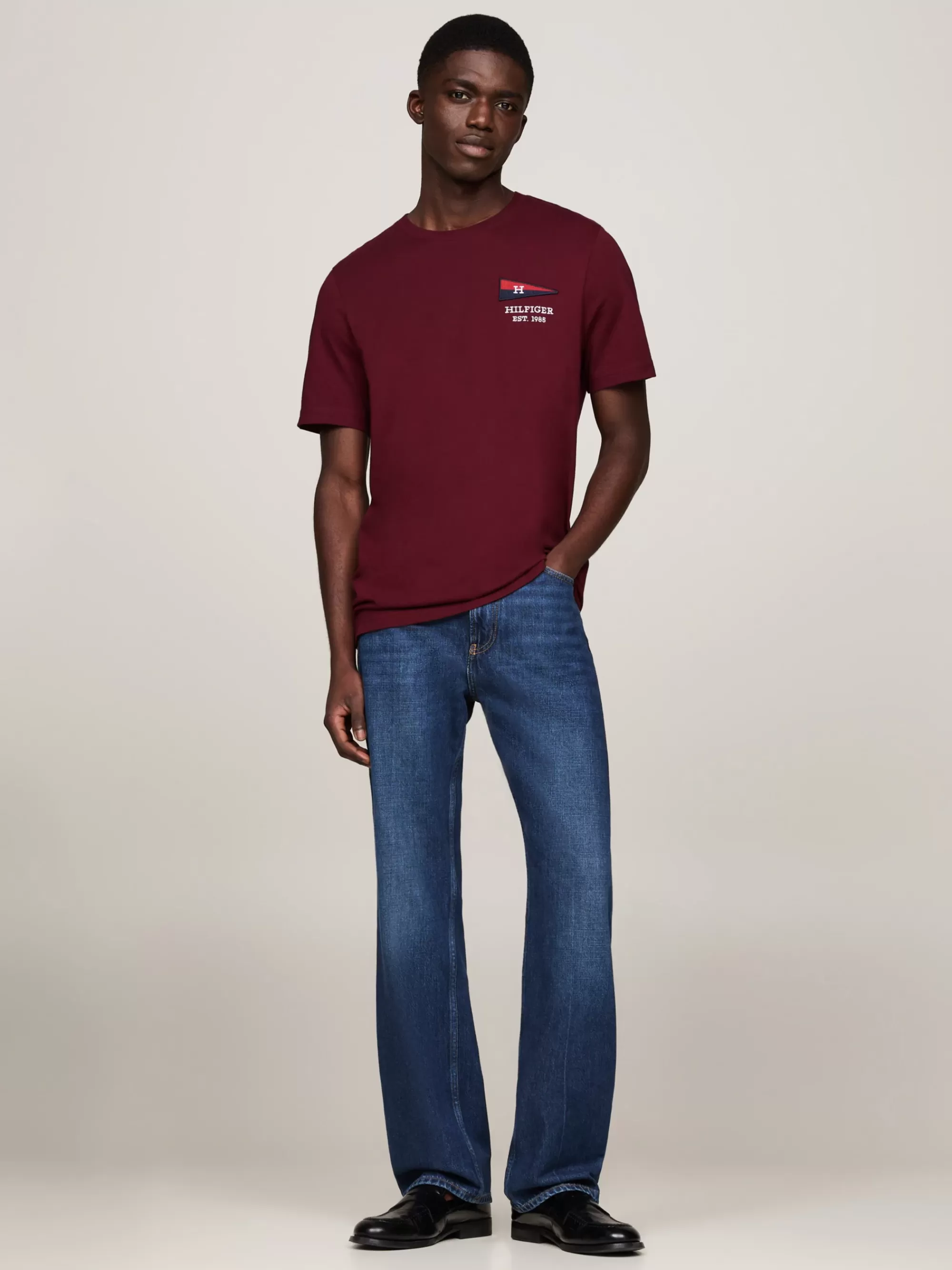 T-Shirts*Tommy Hilfiger Exclusive Hilfiger Flag T-shirt DEEP ROUGE