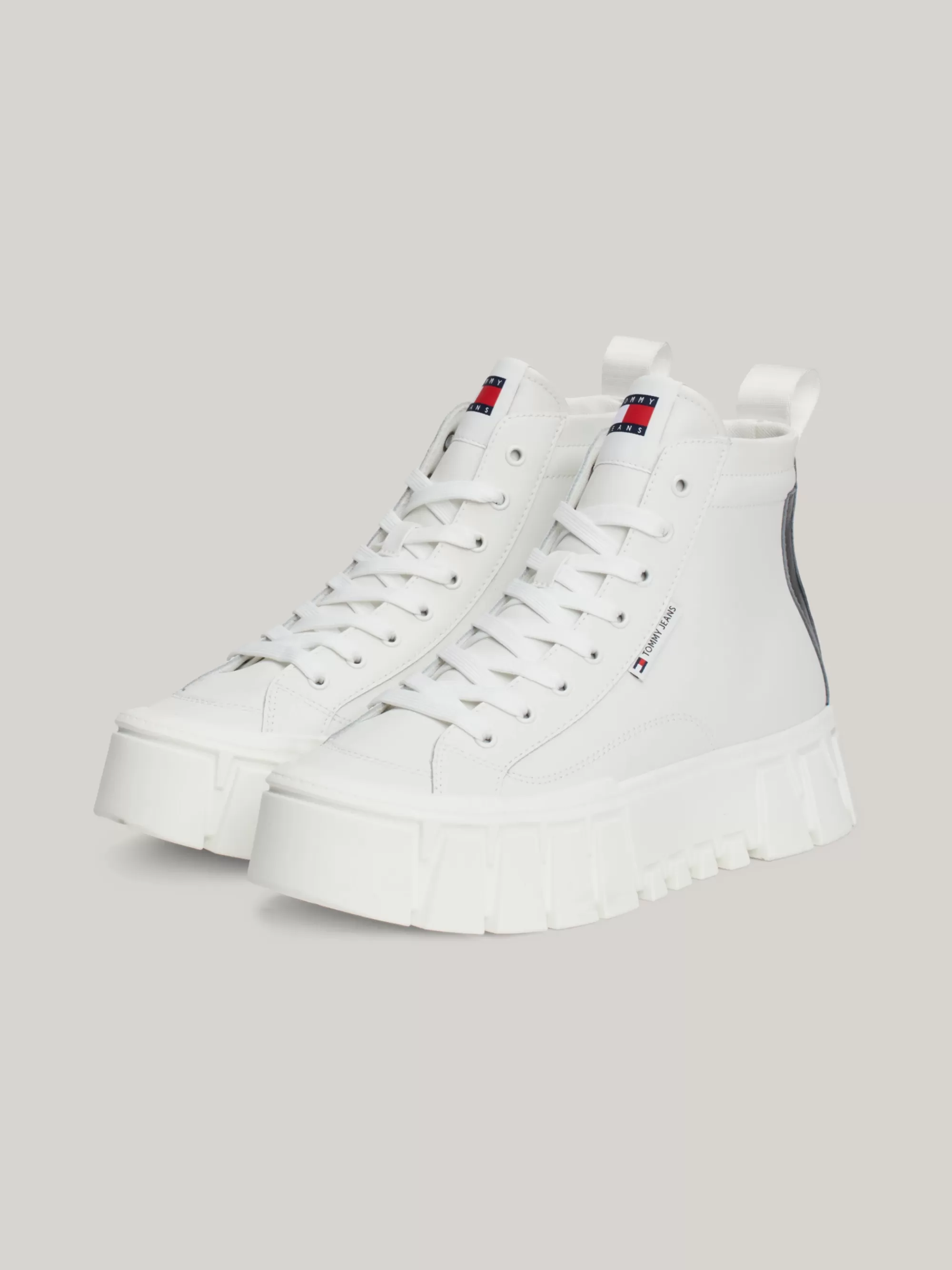 Sneakers*Tommy Hilfiger Exclusive Hoge Platformsneaker Van Leer ECRU