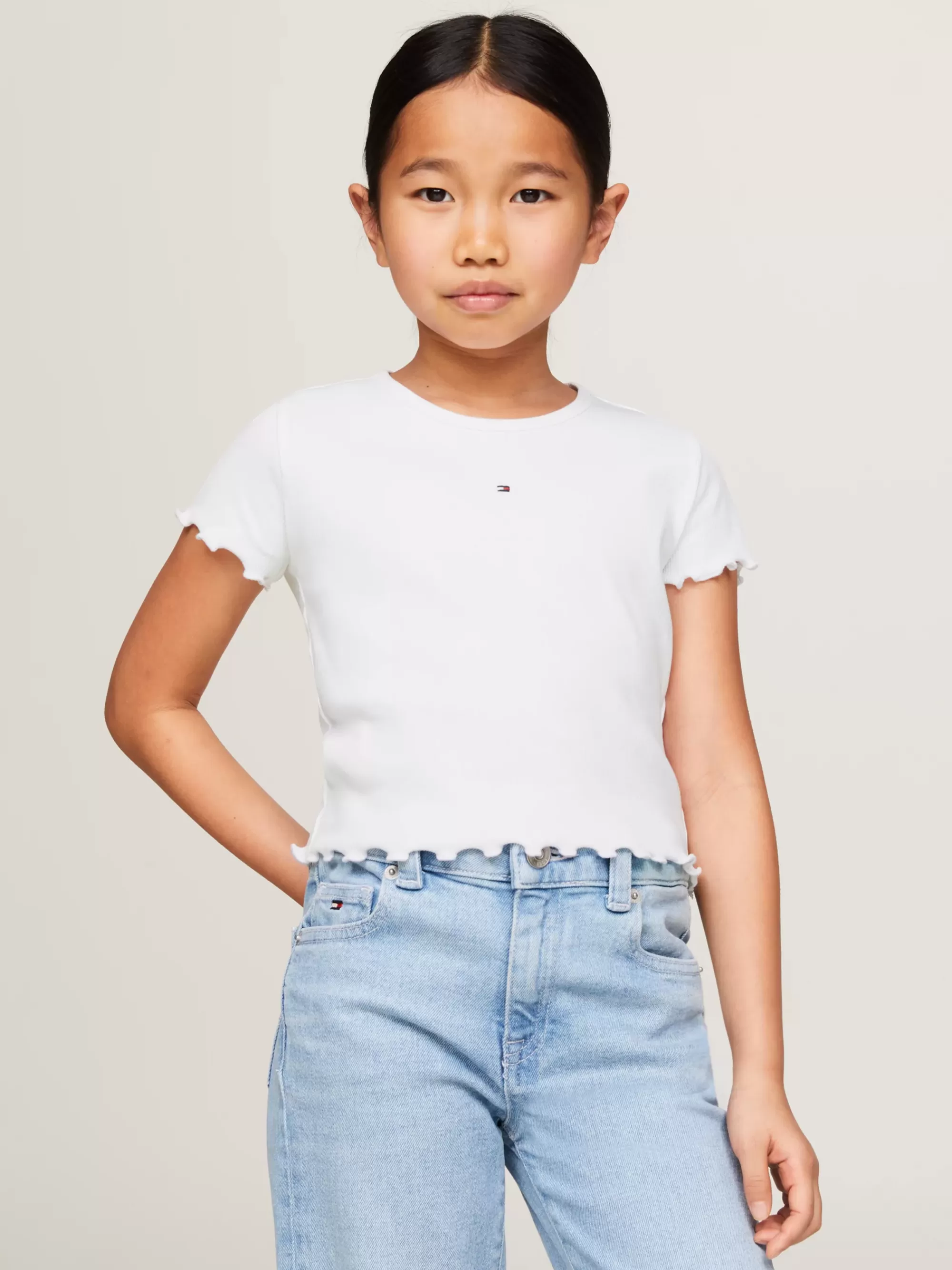 Tops & T-Shirts*Tommy Hilfiger Extra Slim Fit Geribd T-shirt Met Ruching WHITE