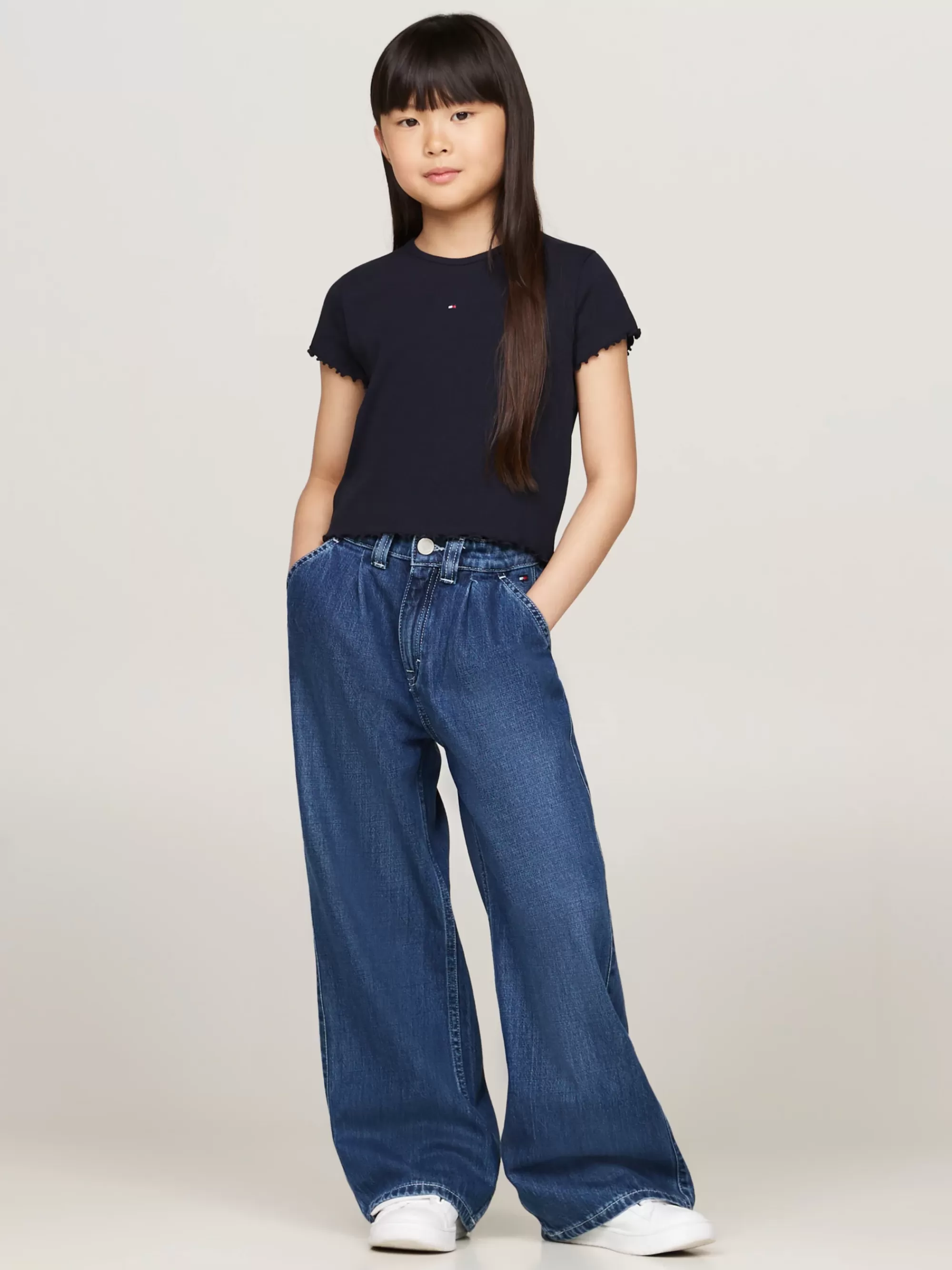 Tops & T-Shirts*Tommy Hilfiger Extra Slim Fit Geribd T-shirt Met Ruching DESERT SKY