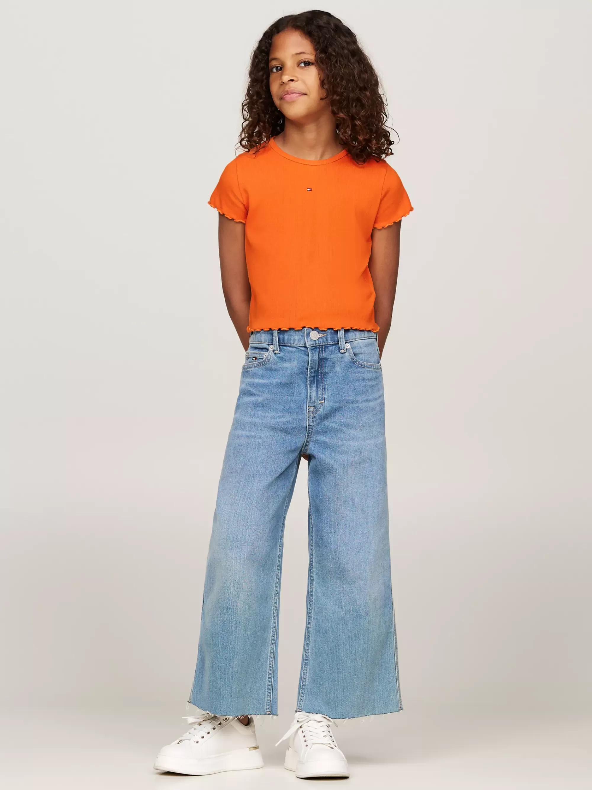 Tops & T-Shirts*Tommy Hilfiger Extra Slim Fit Geribd T-shirt Met Ruching ORANGE THUNDER