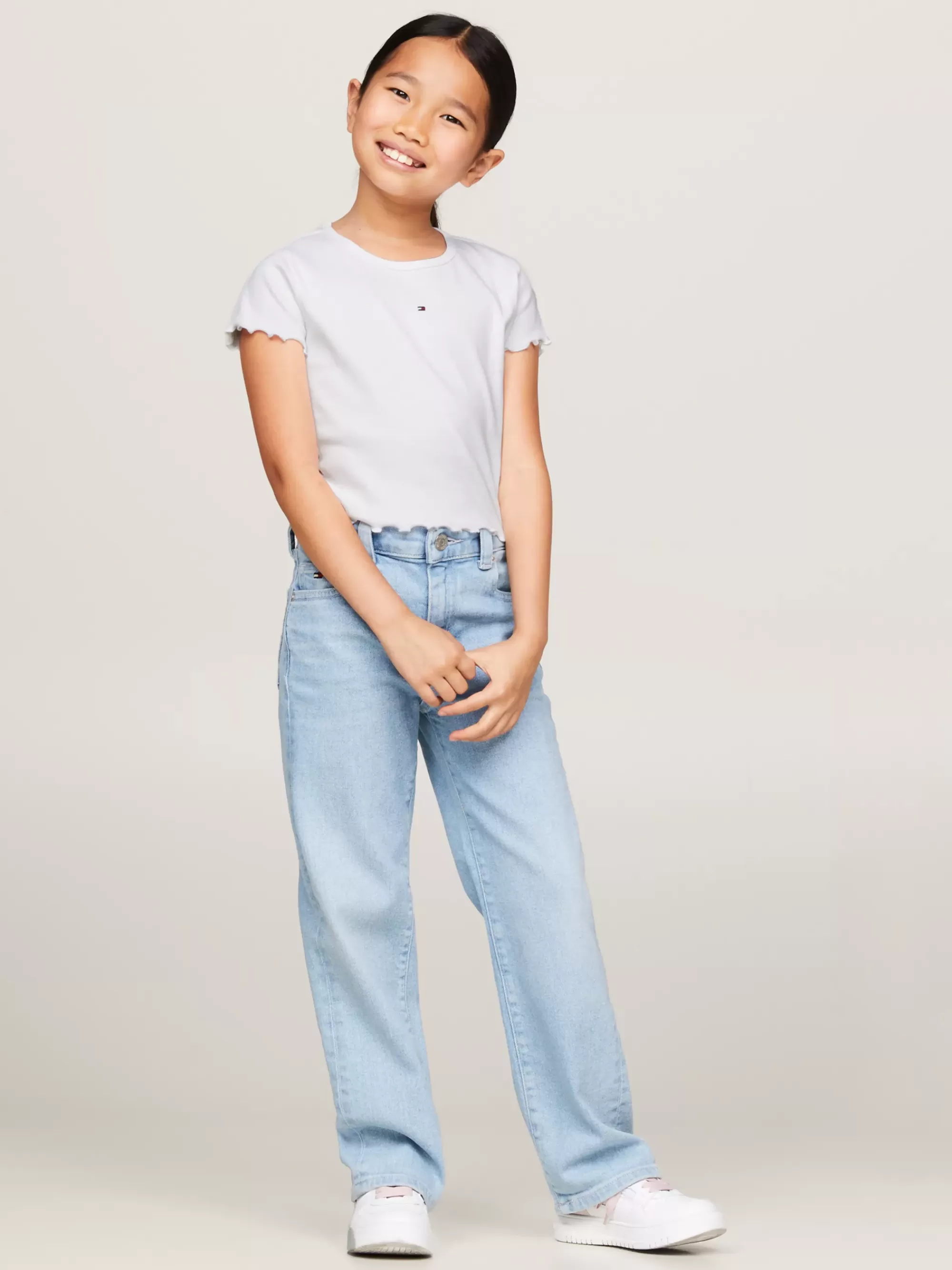 Tops & T-Shirts*Tommy Hilfiger Extra Slim Fit Geribd T-shirt Met Ruching WHITE