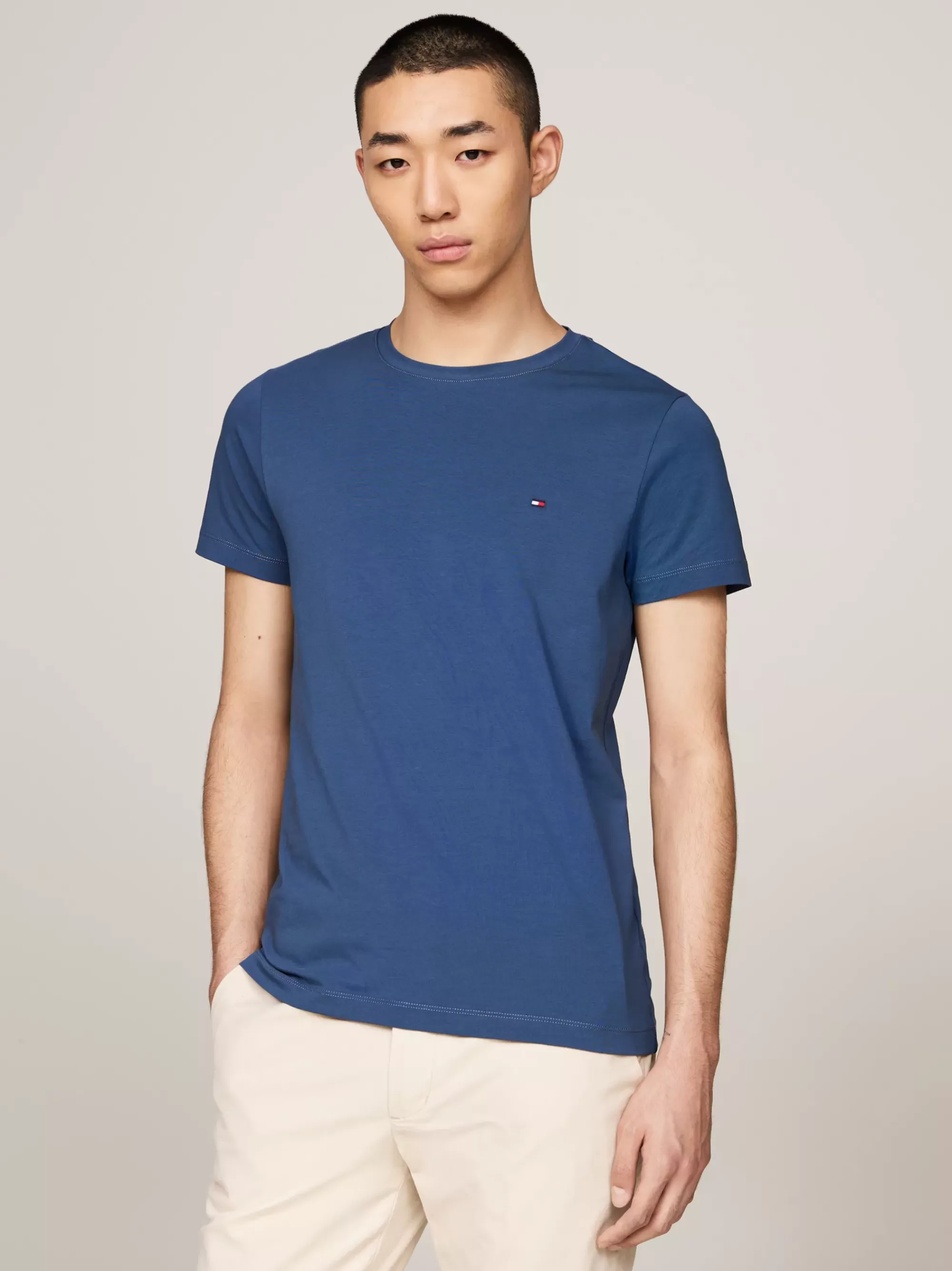 T-Shirts*Tommy Hilfiger Extra Slim Fit T-shirt Met Stretch AEGEAN SEA