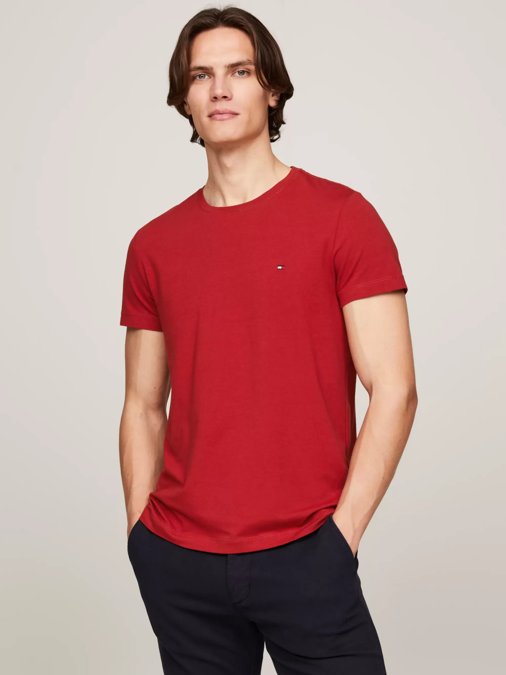 T-Shirts*Tommy Hilfiger Extra Slim Fit T-shirt Met Stretch DARK MAGMA