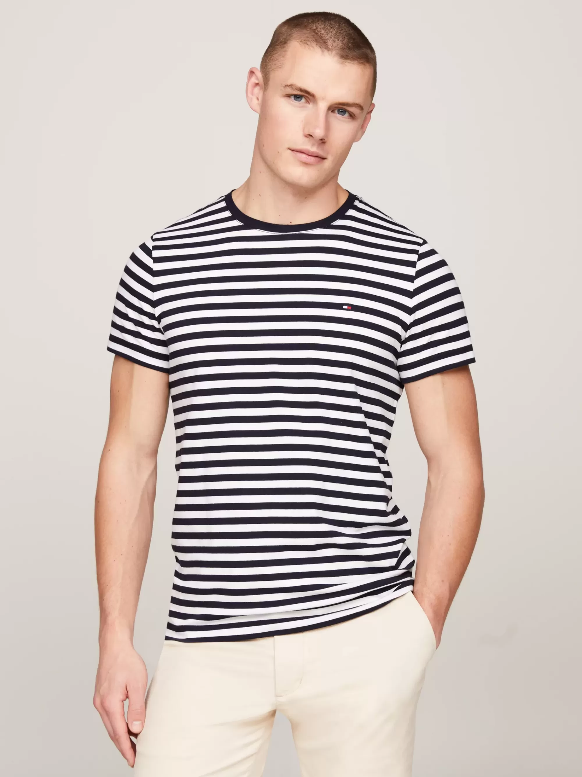 T-Shirts*Tommy Hilfiger Extra Slim Fit T-shirt Met Stretch DESERT SKY/WHITE