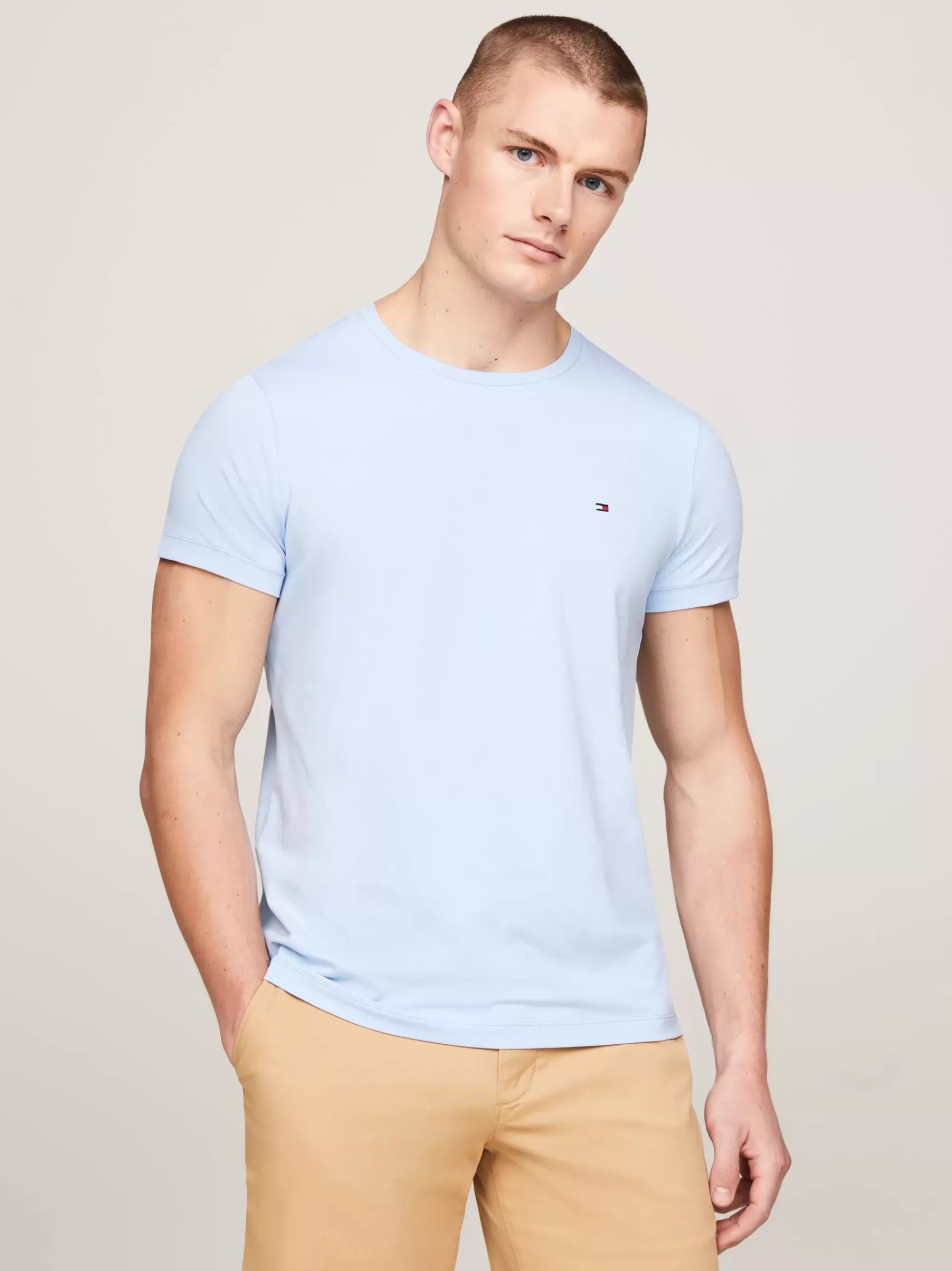 T-Shirts*Tommy Hilfiger Extra Slim Fit T-shirt Met Stretch VESSEL BLUE