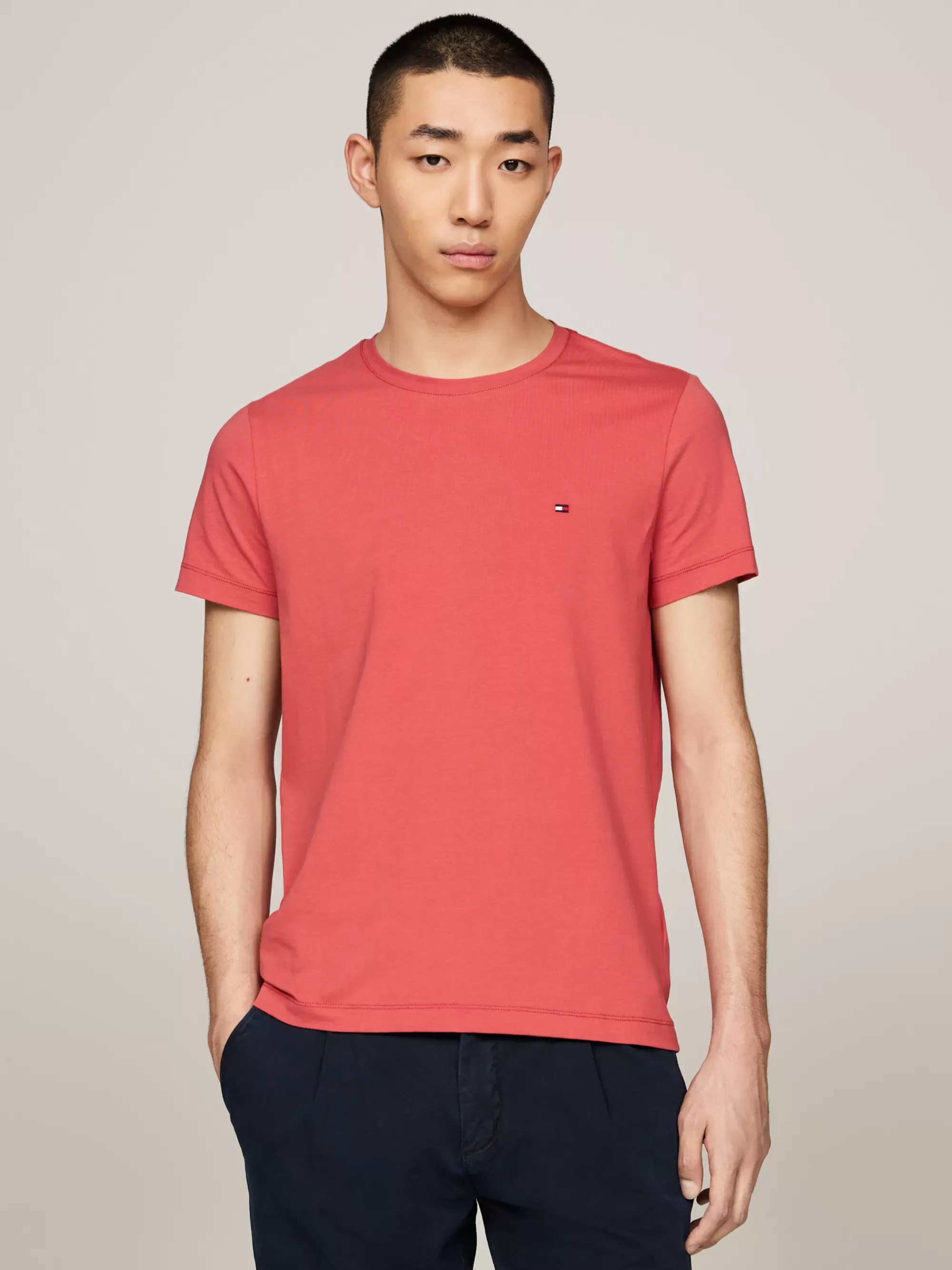 T-Shirts*Tommy Hilfiger Extra Slim Fit T-shirt Met Stretch TERRA RED