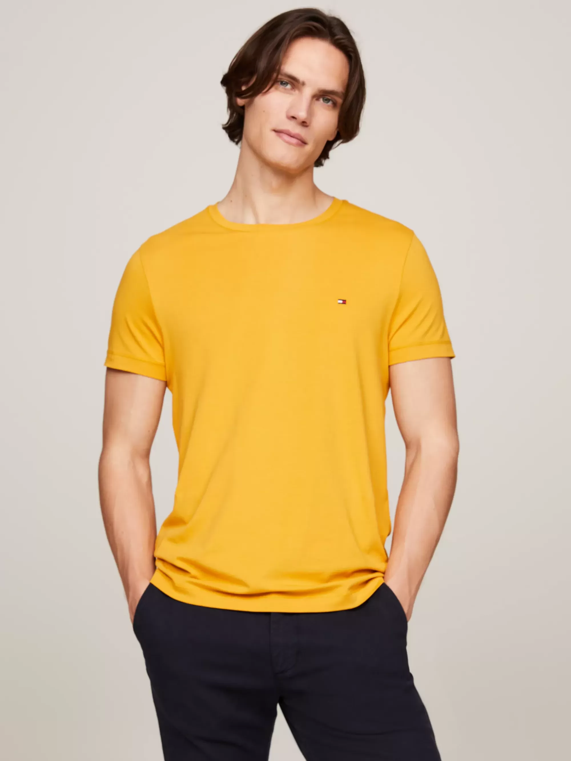 T-Shirts*Tommy Hilfiger Extra Slim Fit T-shirt Met Stretch CITY YELLOW