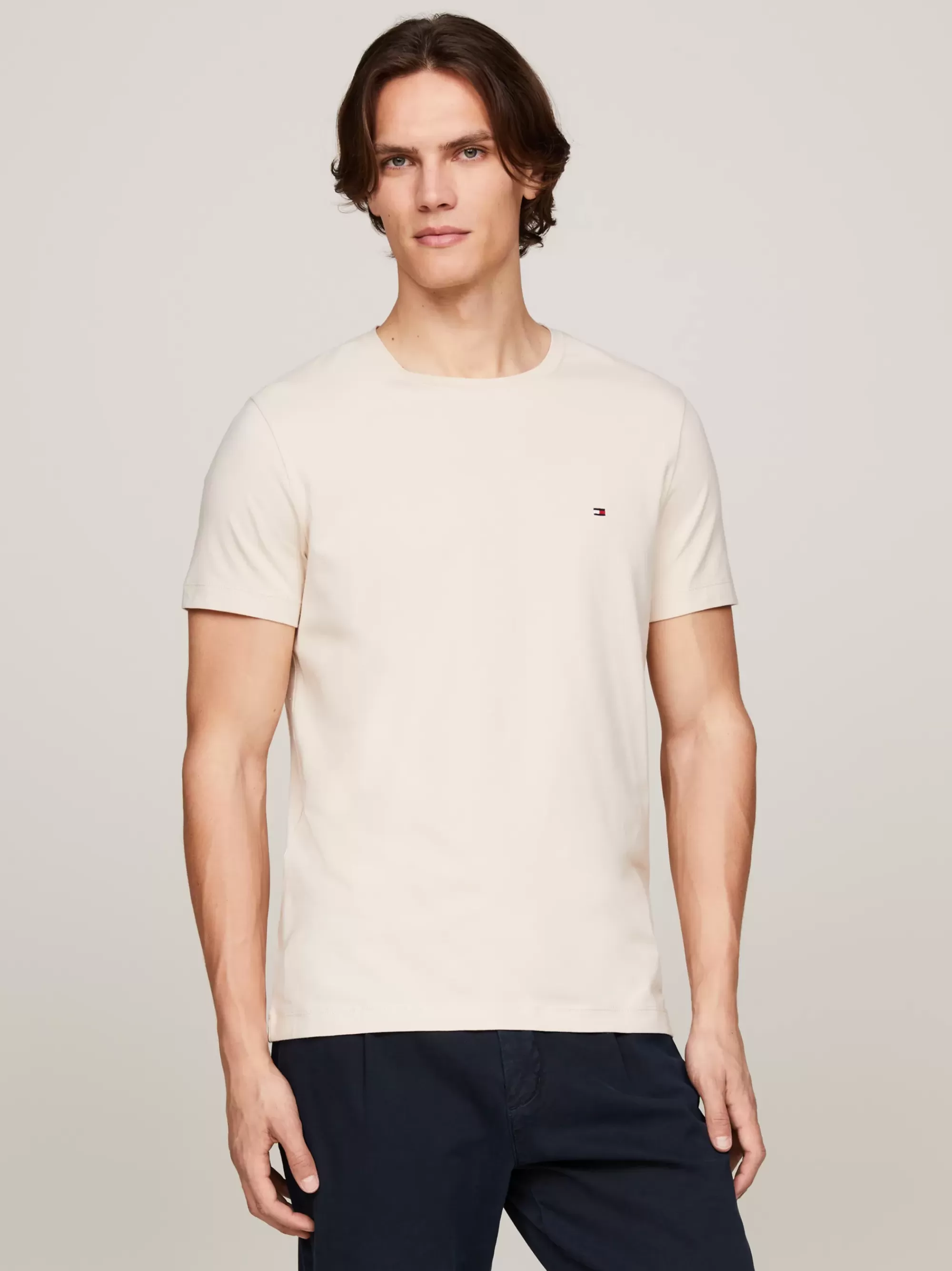 T-Shirts*Tommy Hilfiger Extra Slim Fit T-shirt Met Stretch CLASSIC BEIGE