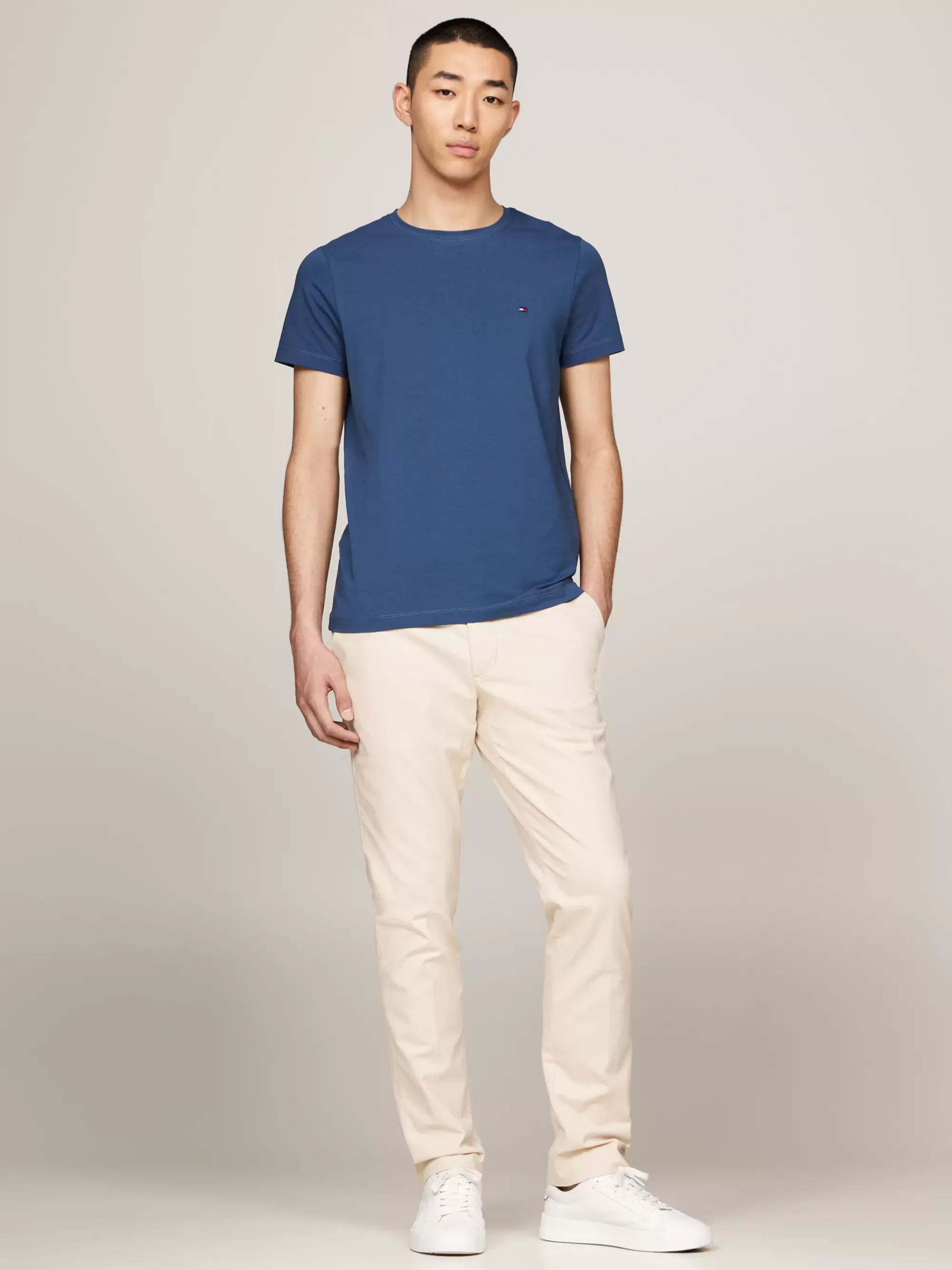 T-Shirts*Tommy Hilfiger Extra Slim Fit T-shirt Met Stretch AEGEAN SEA
