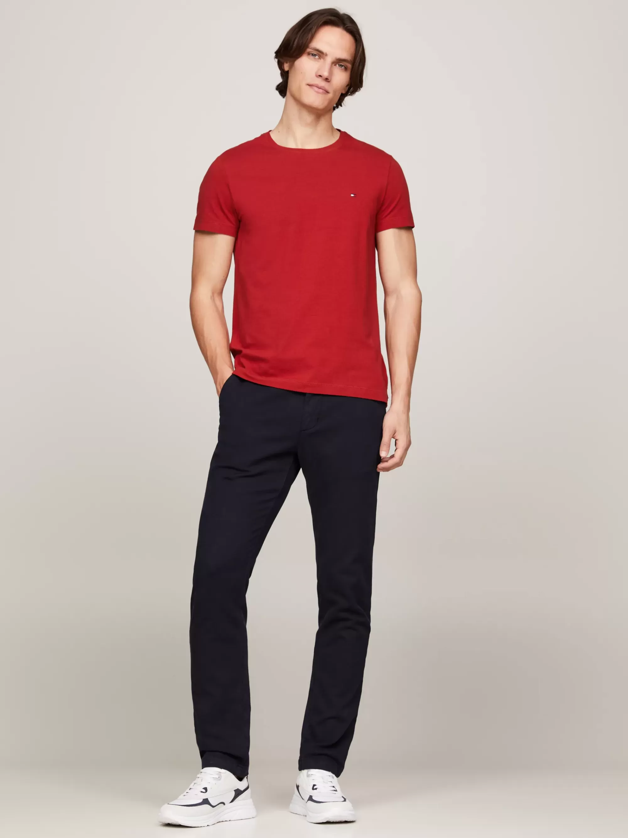 T-Shirts*Tommy Hilfiger Extra Slim Fit T-shirt Met Stretch DARK MAGMA