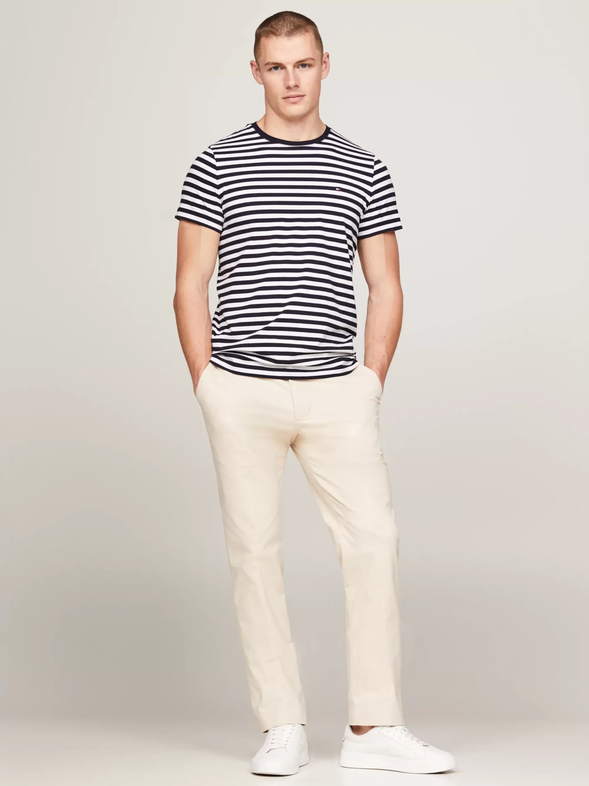 T-Shirts*Tommy Hilfiger Extra Slim Fit T-shirt Met Stretch DESERT SKY/WHITE