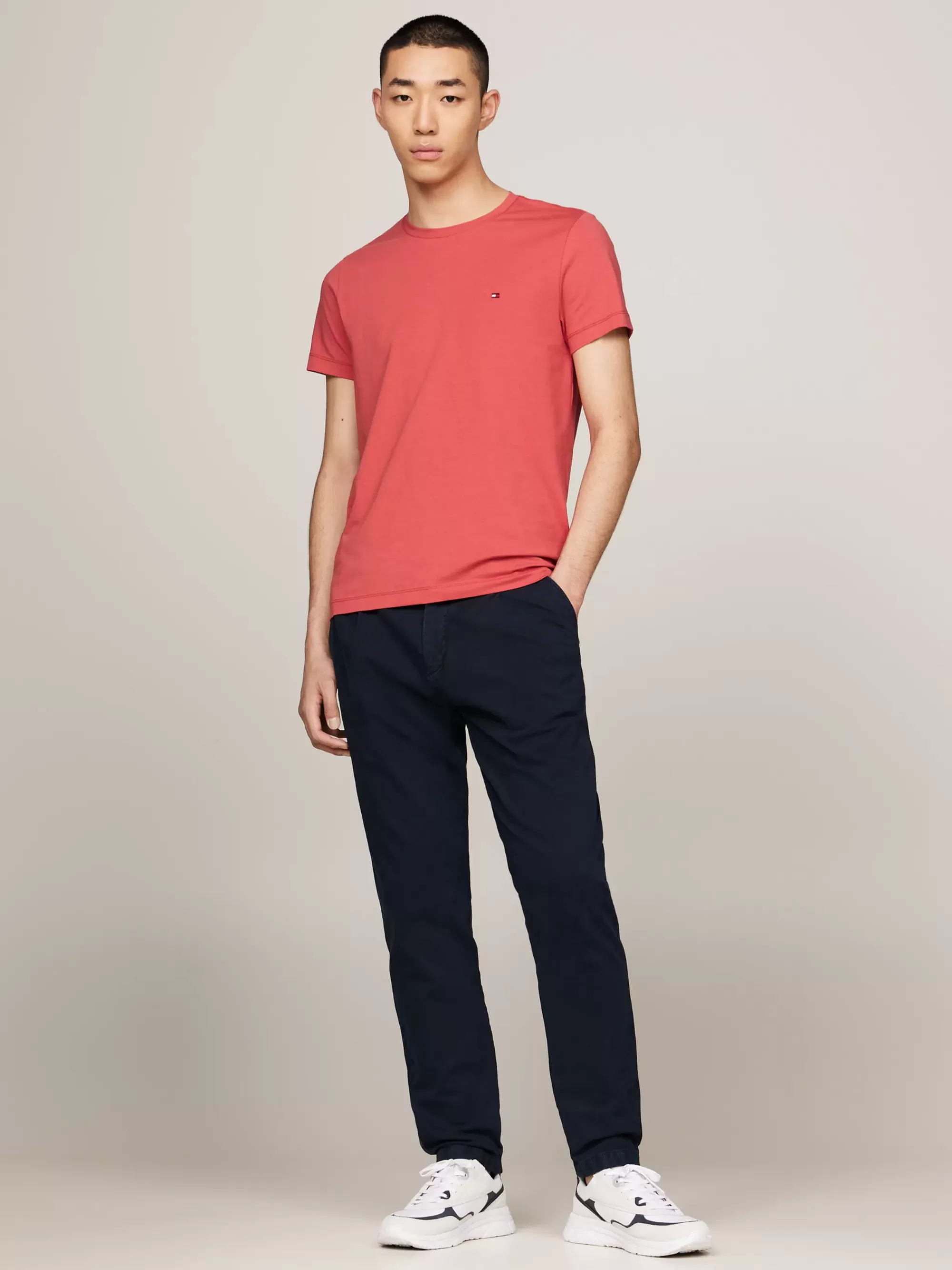 T-Shirts*Tommy Hilfiger Extra Slim Fit T-shirt Met Stretch TERRA RED